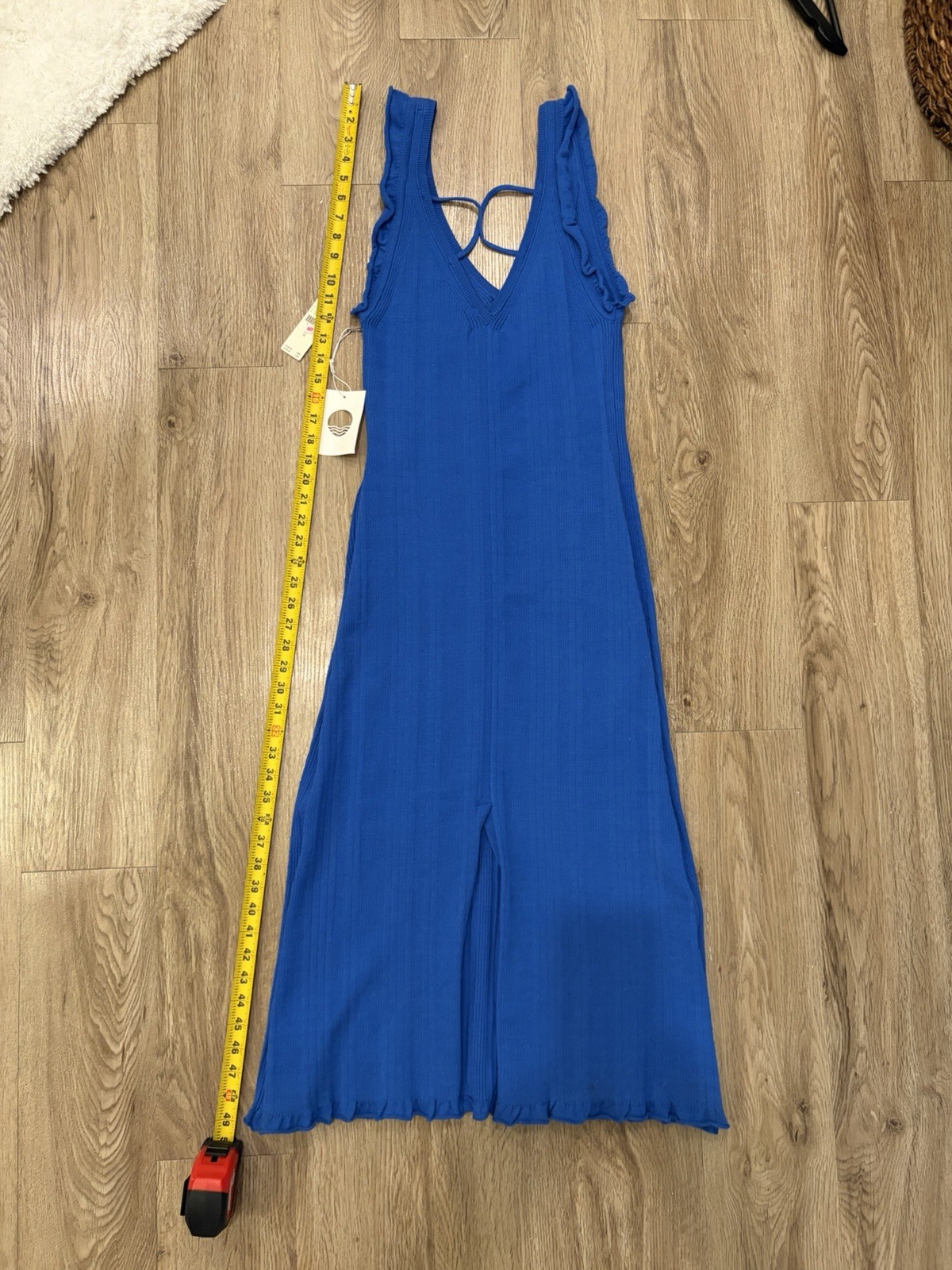 NWT Anthropologie Daily Practice Azure Sapphire stretch Knit midi dress M