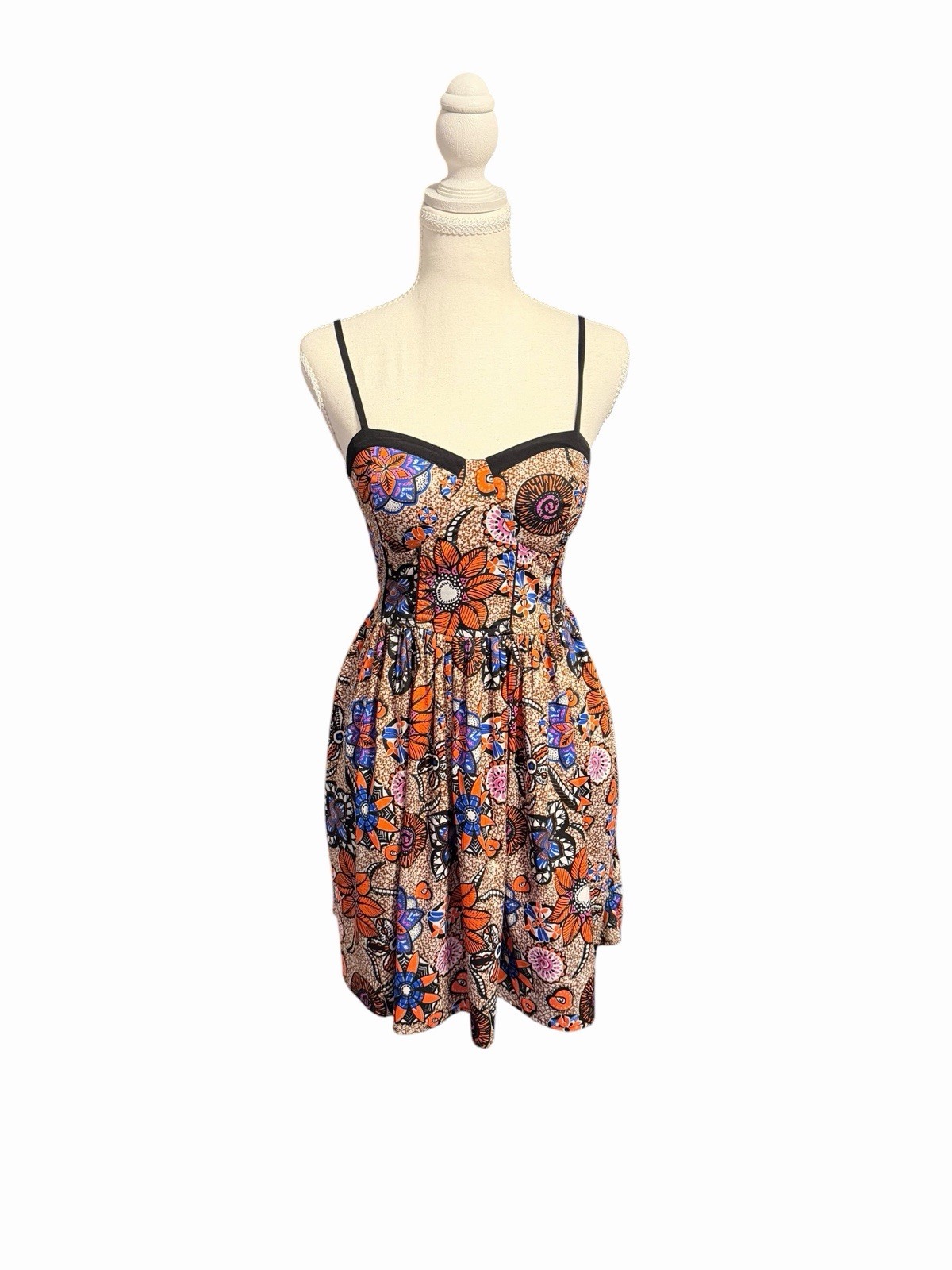Bohemian Cottagecore Band of Gypsies Floral Bustier Dress Small Smocked Boho