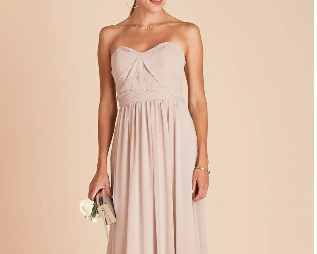 Birdy Grey Size Large Multi Style Strapless Tie Waist Gown Dusty Pink Blush