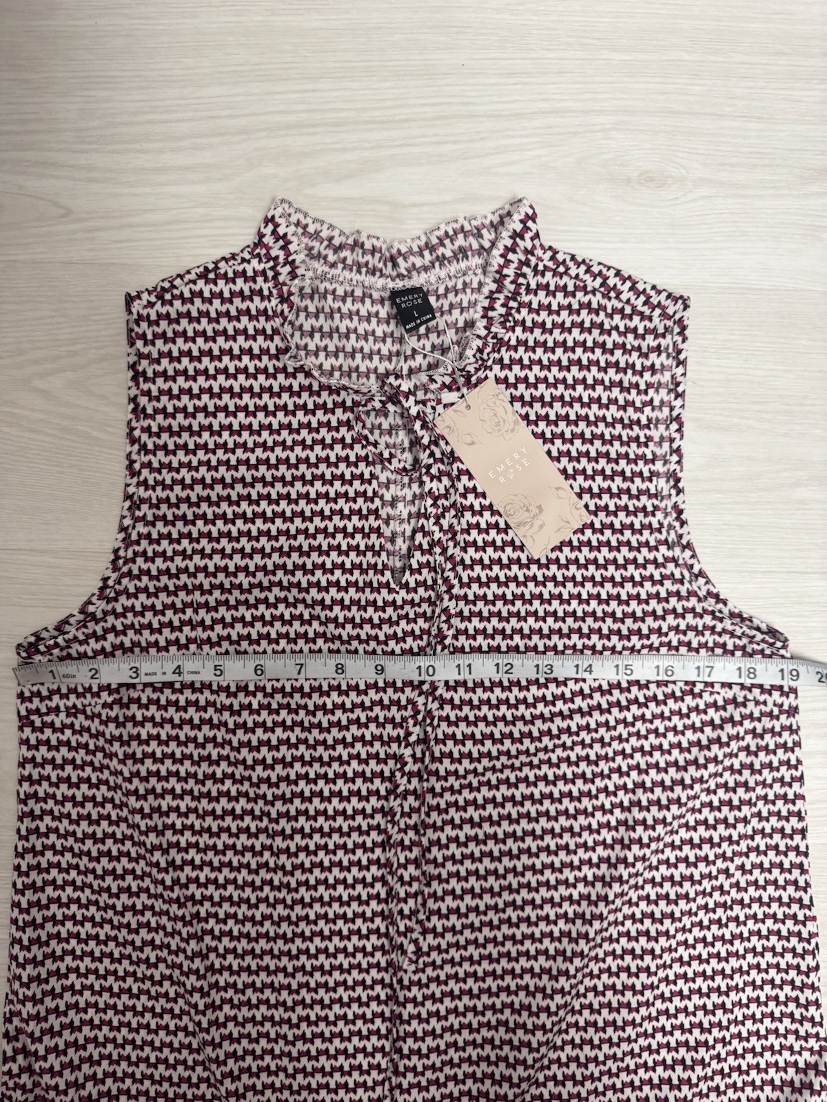 NWT Emery Rose Pink & Tan Patterned Tunic Dress L Double Frilled Hem