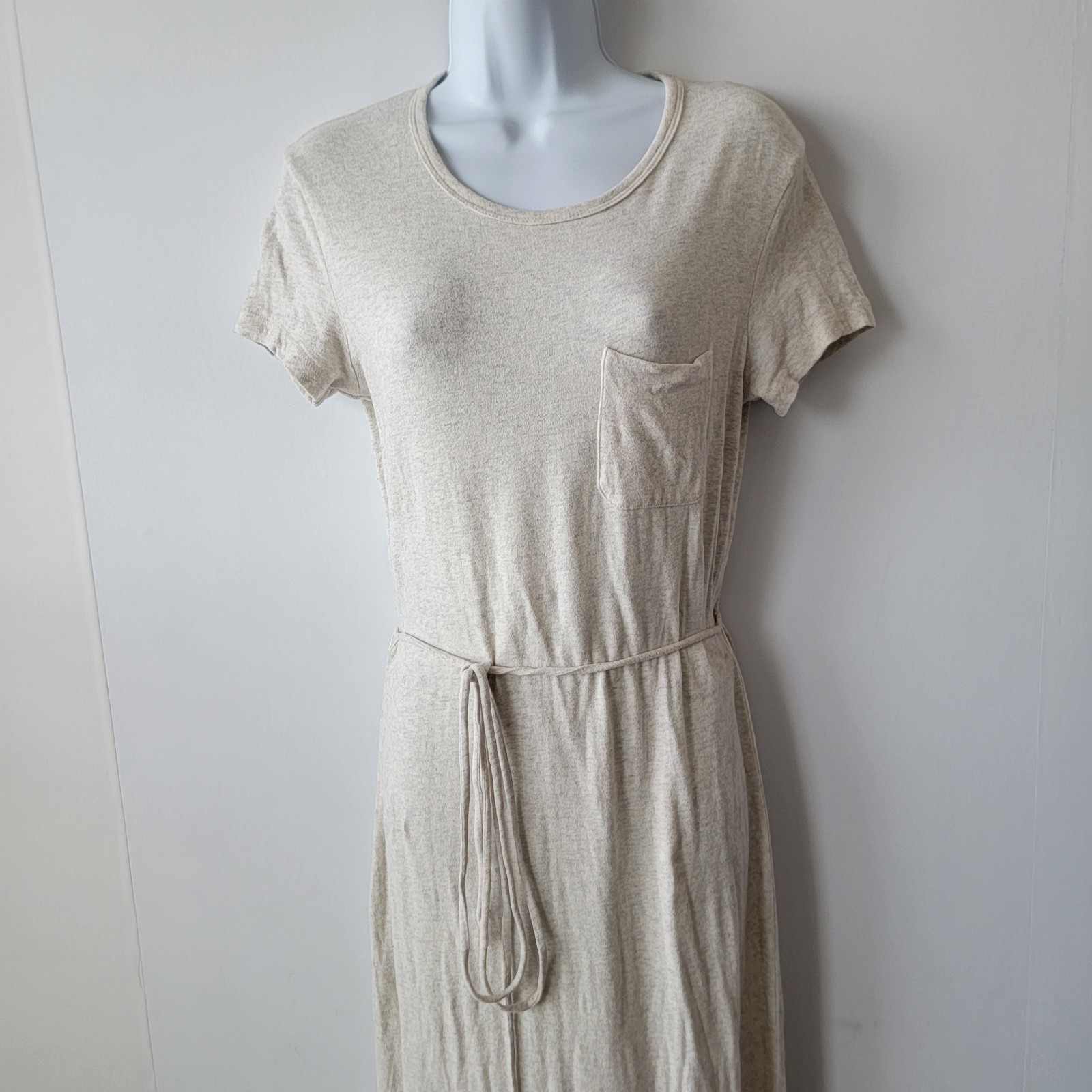 standard james perse Long Pocket Tee Dress size 2 side slit Heather Natural