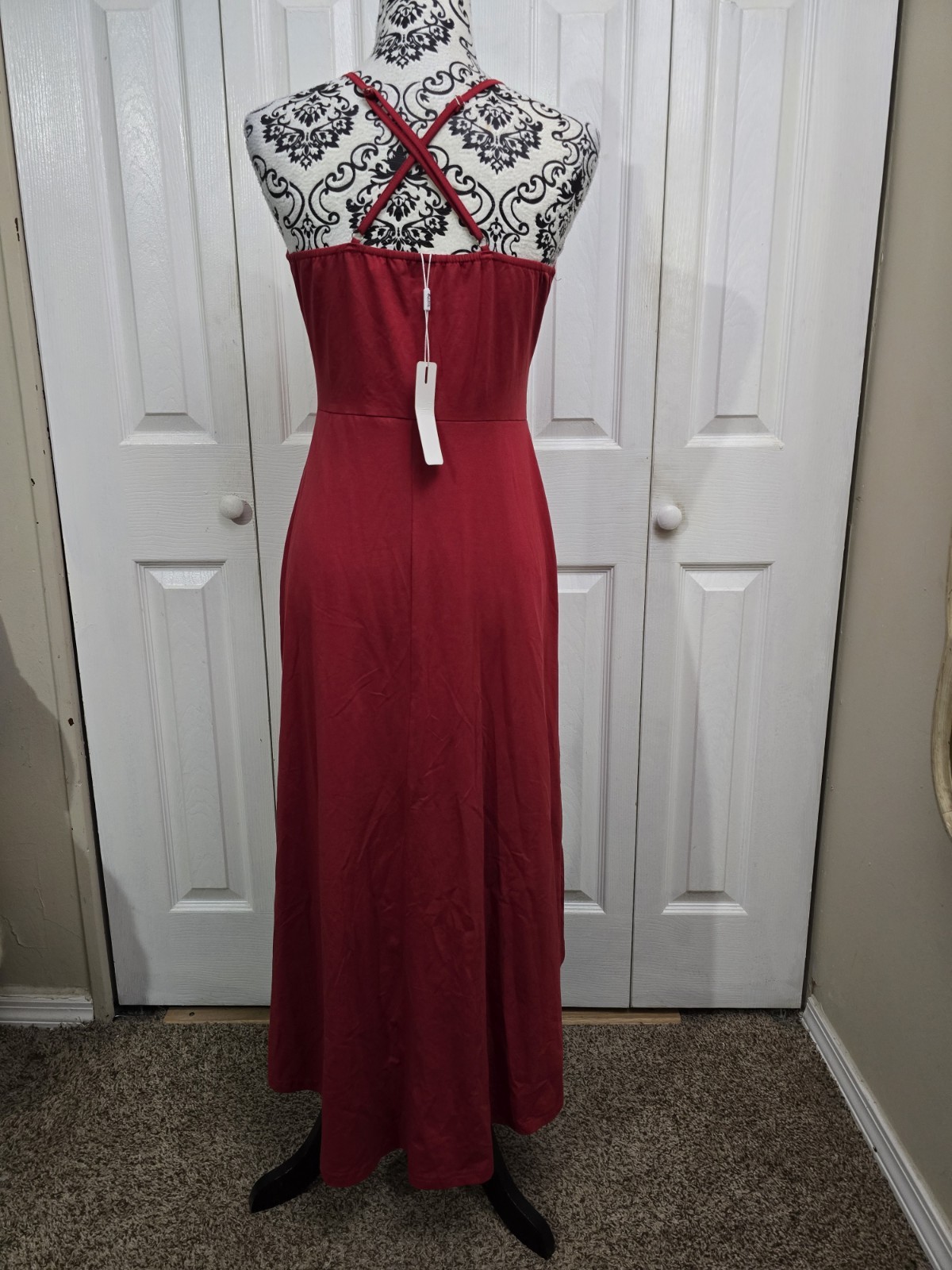NWT Kilig Red Adjustable Criss Cross Strap Hi Low Hemline Wrap Dress Size Medium