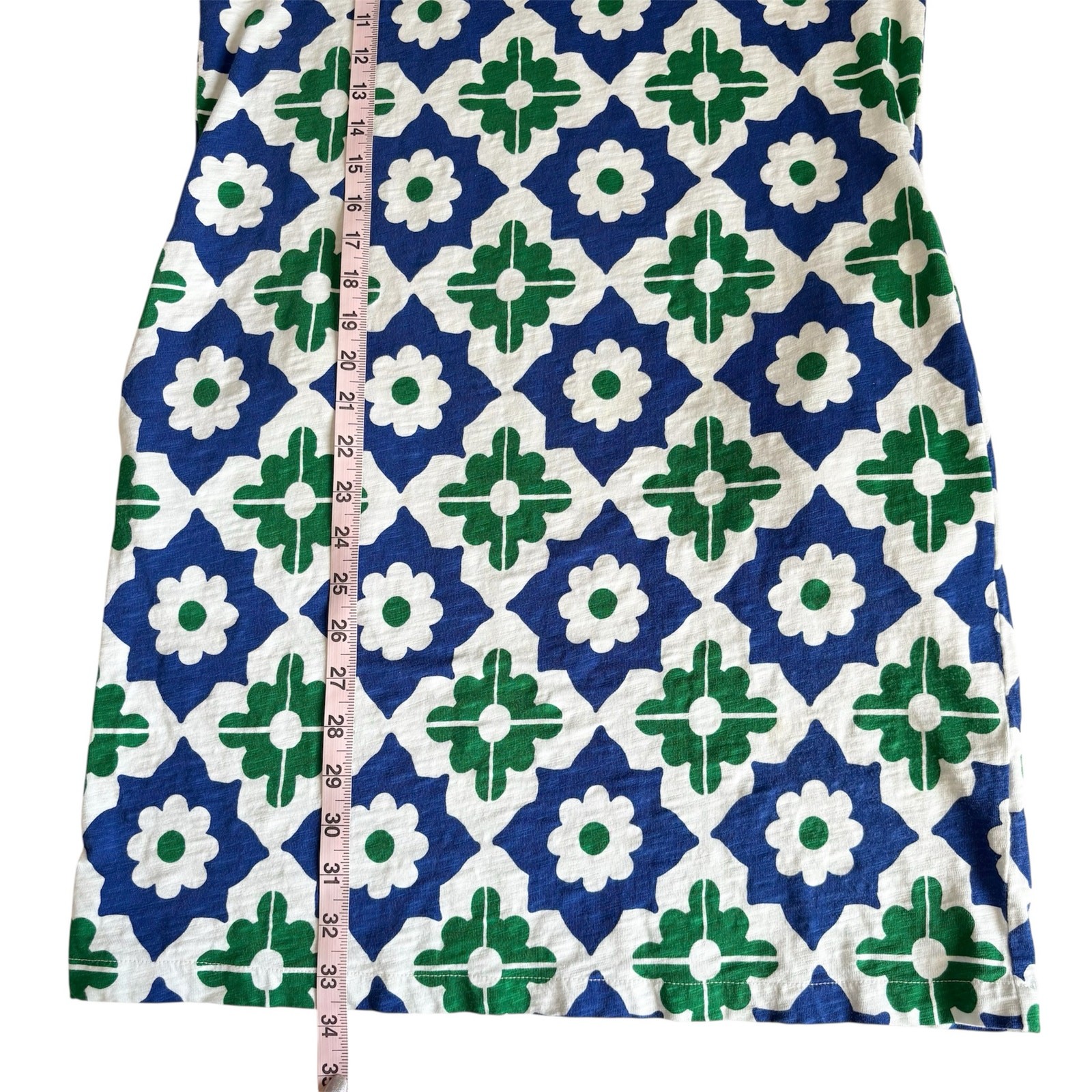 Boden Leah Green and Blue Geometric Pattern Jersey T-Shirt Dress Women’s Size 6