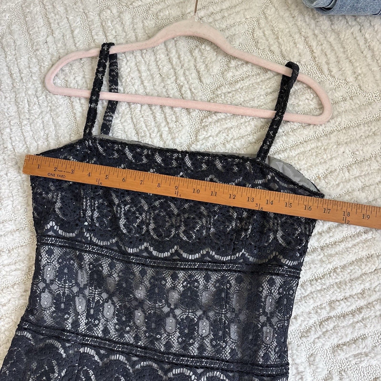 Vintage Black Lace Mesh Beaded Sequin Dress