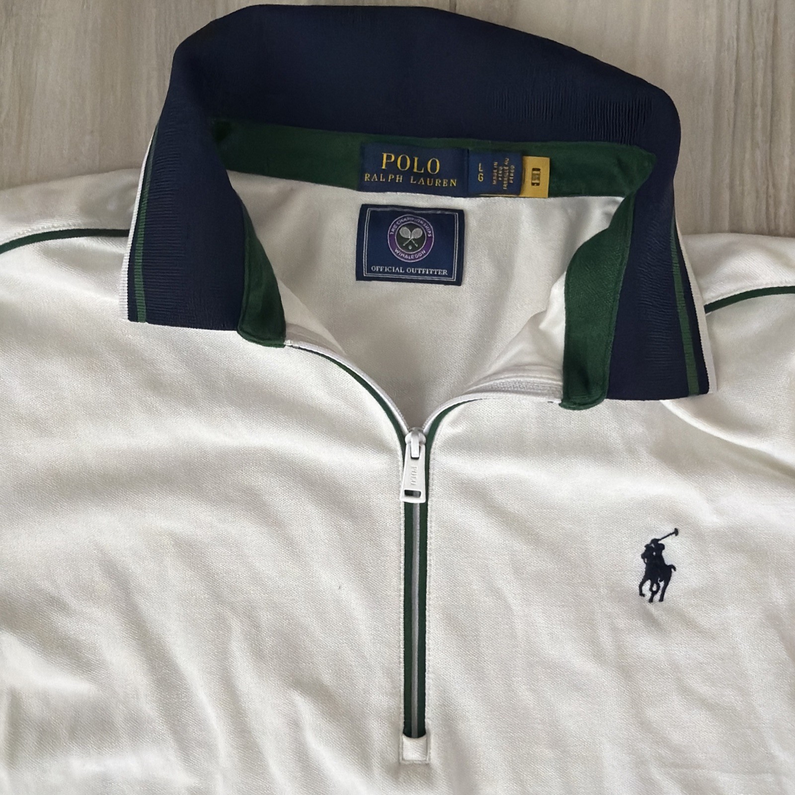 Polo Ralph Lauren Wimbledon Piqué Quarter-Zip Tennis Polo Dress White Womens L