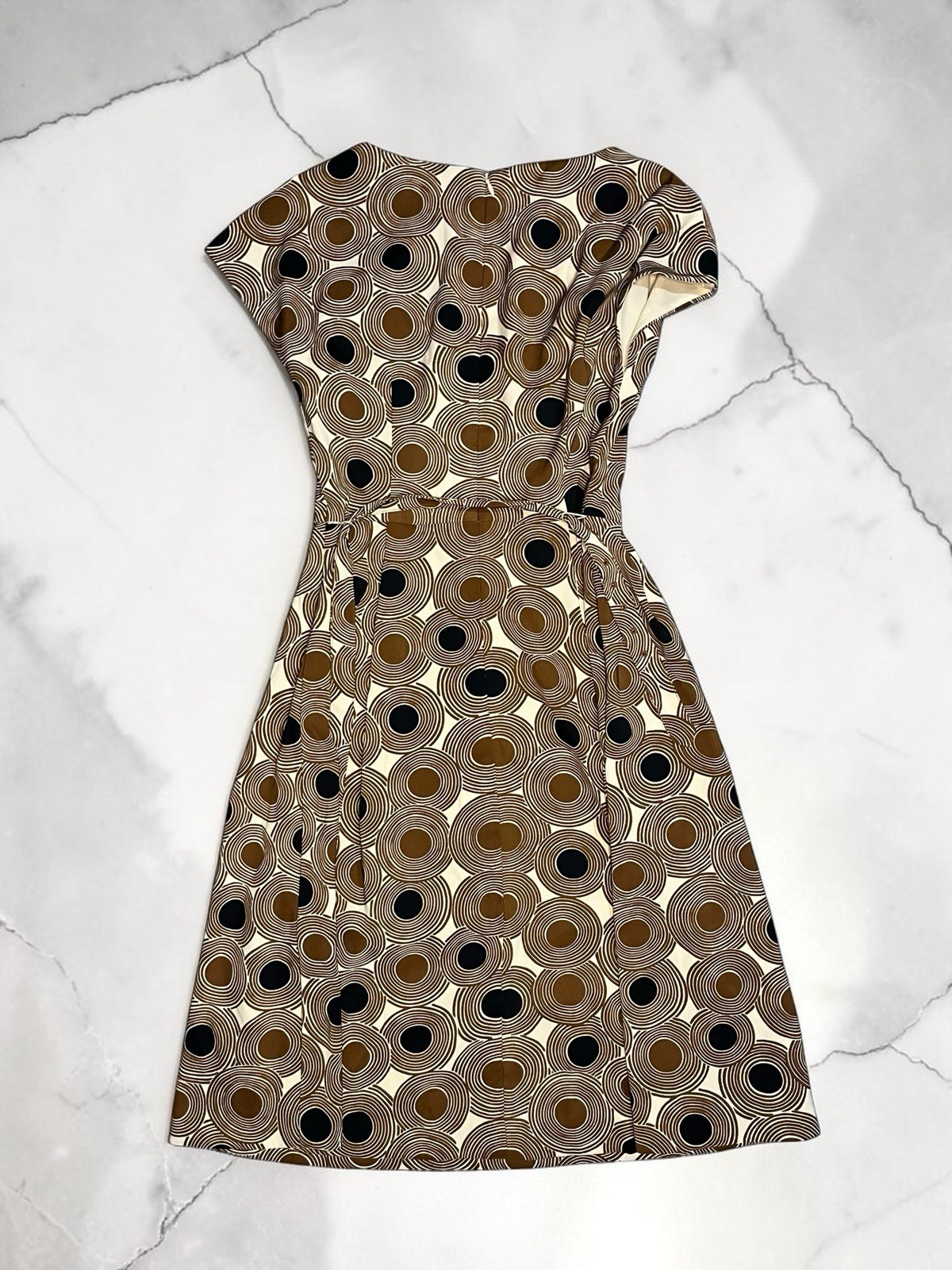 NWT Anne Klein Brown & Black Concentric Circle Print Sheath Dress Size 4