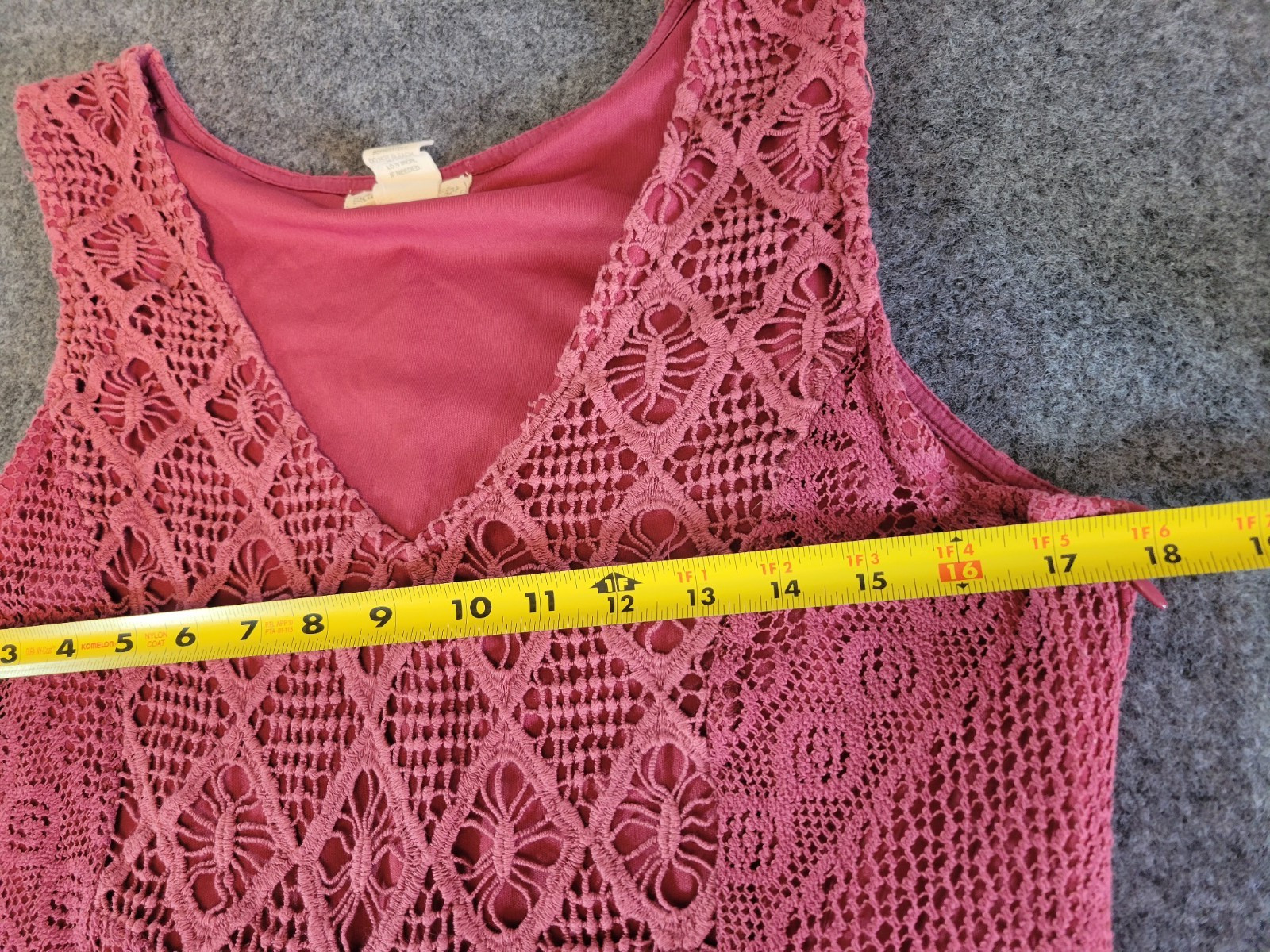 Indigo Thread Co. Womans Size Med Maxi Berry Color Crochet Lace Fairy BohoDress