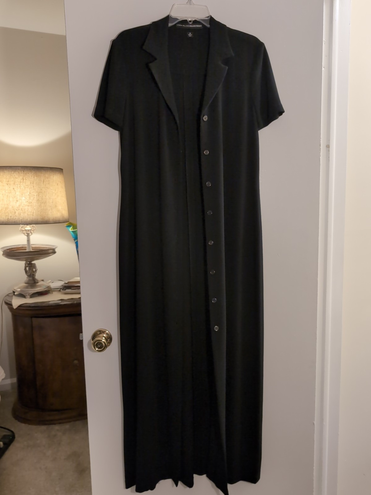Ellen Tracy Black Size 12 Button Down Maxi Dress Crepe Korea VTG Linda Allard