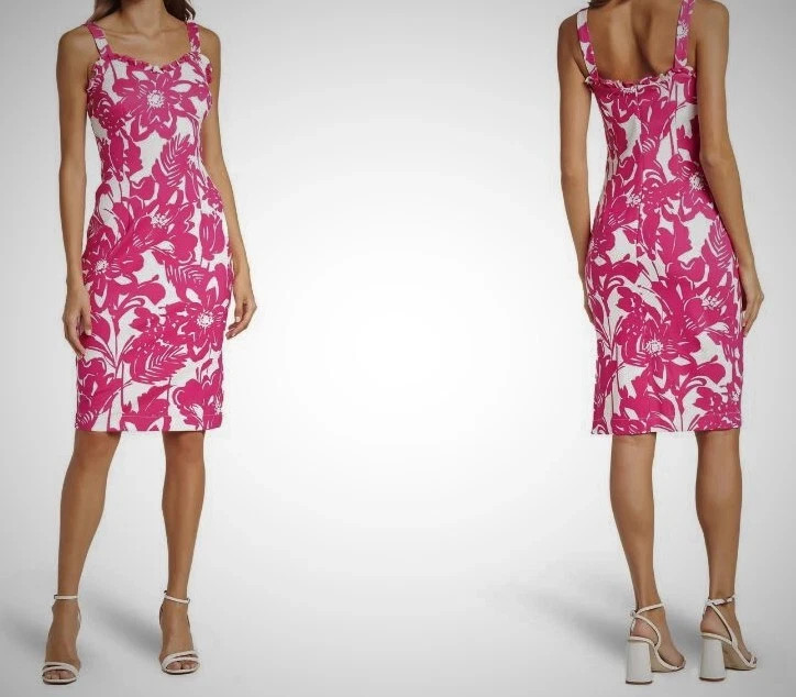 NWT $148 TRINA TRINA TURK Zile Summer Stretch Sheath Dress Size 14 Large L
