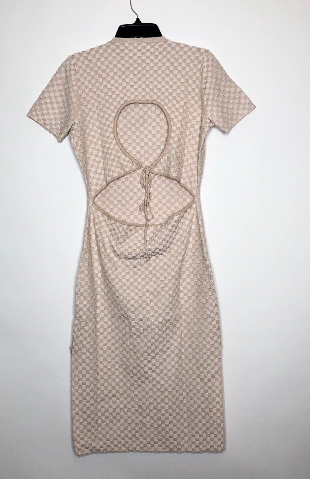 4Th & Reckless NEW Womens Size Large Checker Print Maiya Knit Midi Dress