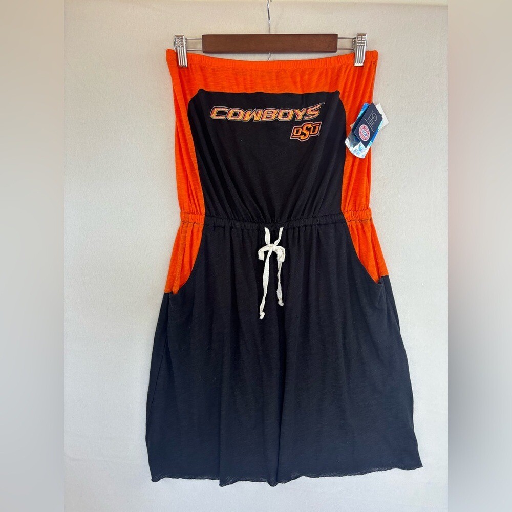 OKLAHOMA STATE University Dress OSU Cowboy NEW Strapless Short Large Swim Cover