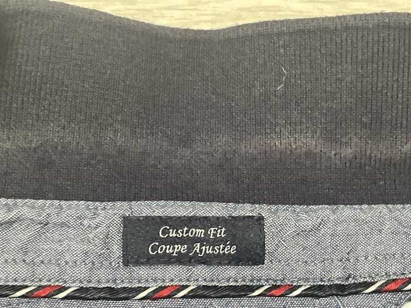 Tommy Hilfiger Men’s Navy Blue Striped Short Sleeve Polo Shirt Size M Custom Fit