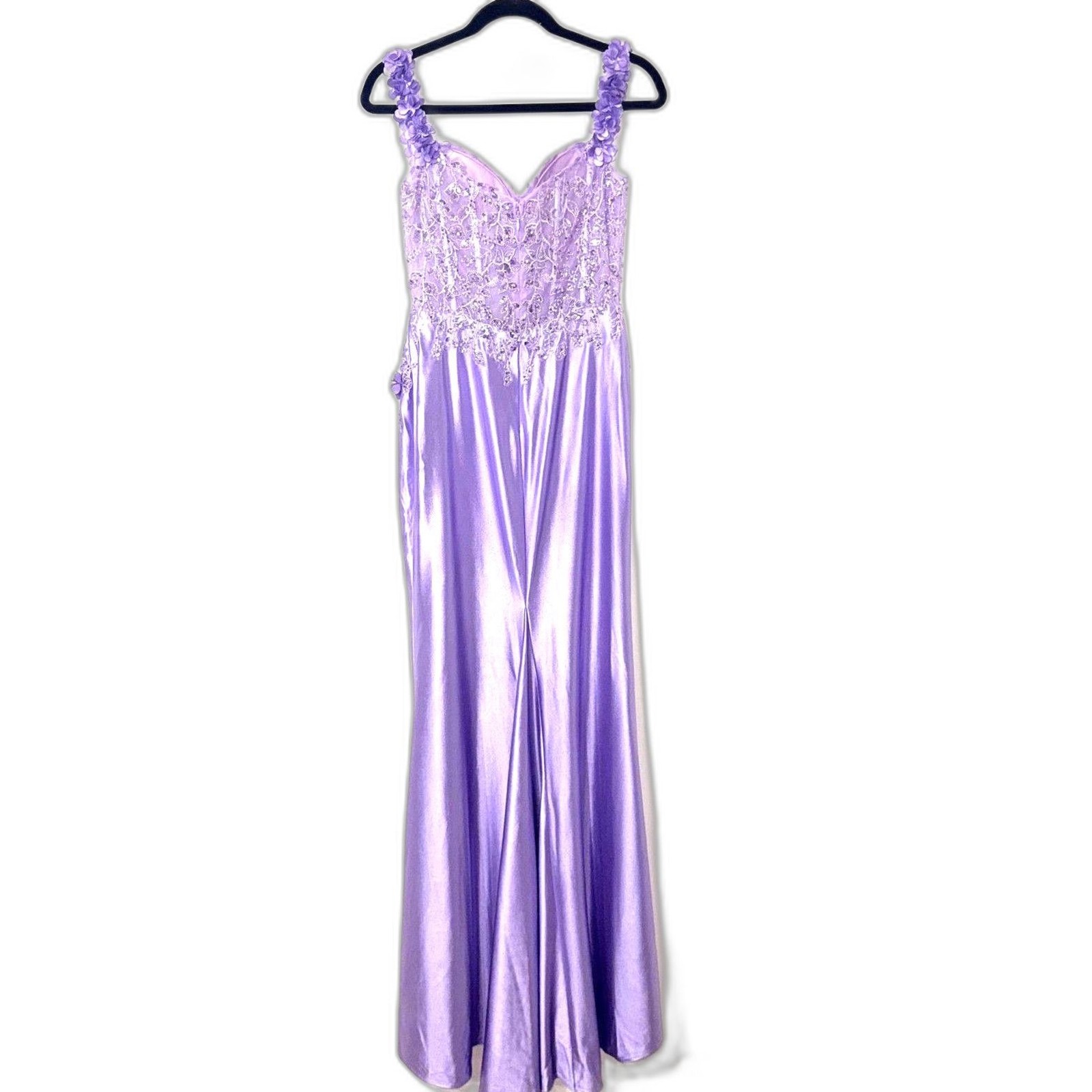 Stacees Mermaid Applique Off-the-Shoulder Corset Tight Slit Prom Dress Lilac US6