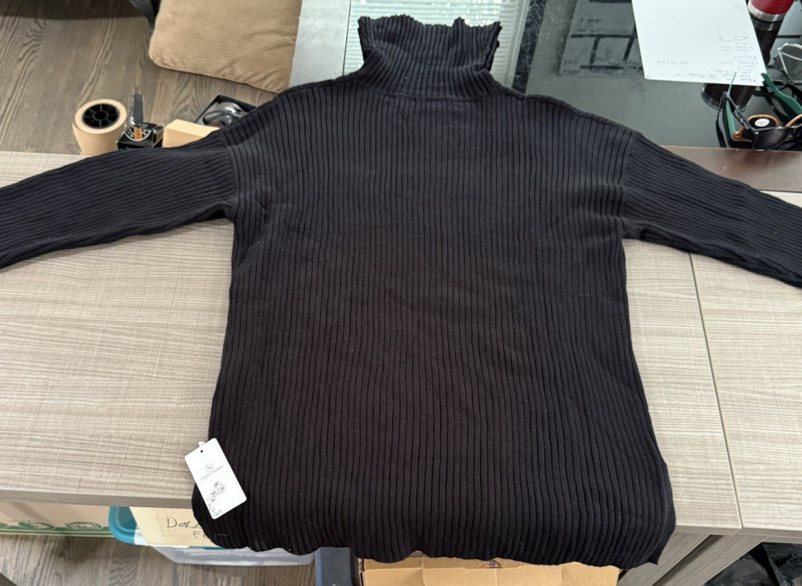 Lillusory Black Mock Turtleneck Sweater Dress Woman Size 2XL Above Knee NWT!
