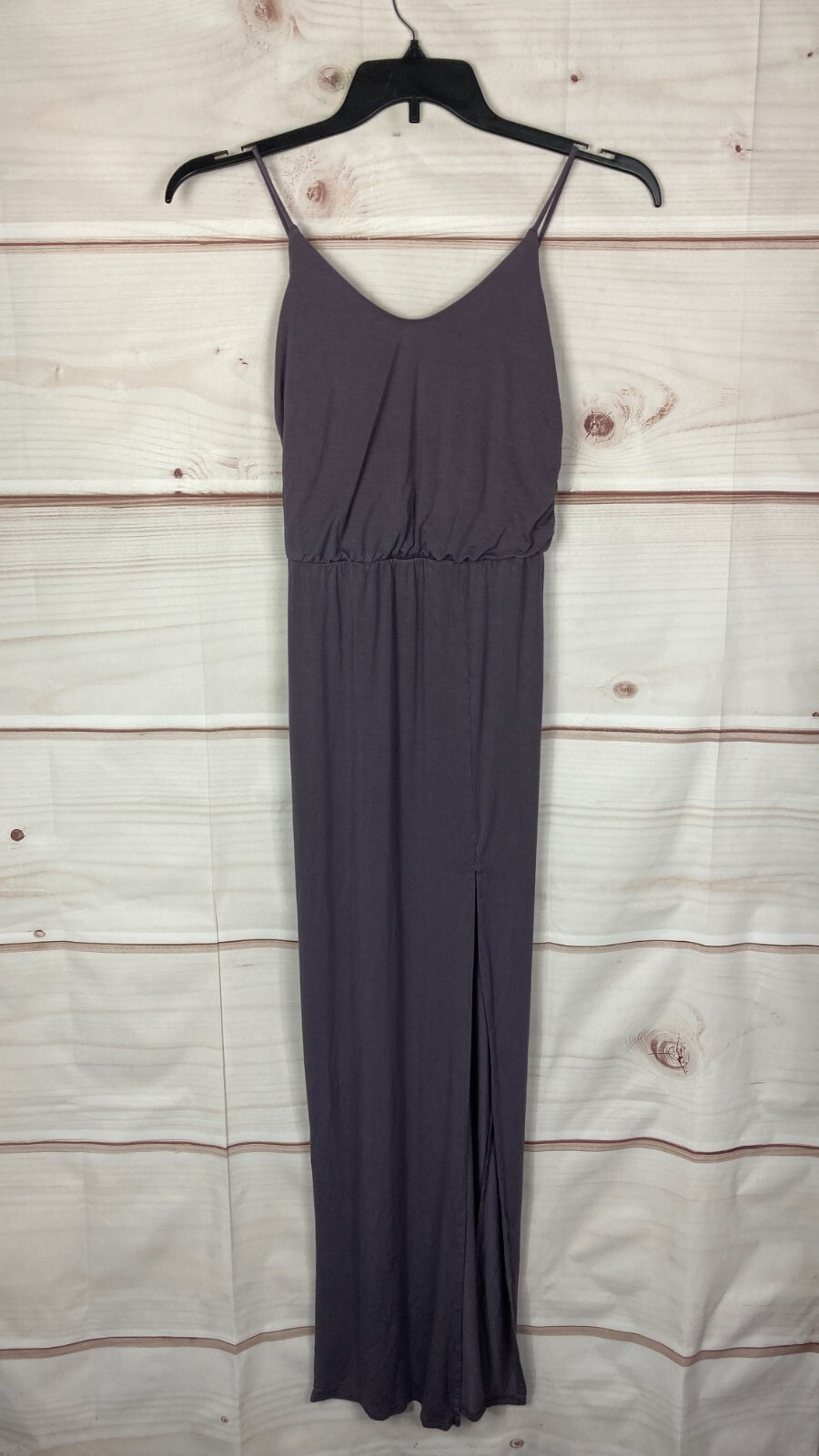 Lulus Dress Womens XS Purple Spaghetti Strap Maxi Front Slit Elastic Waist Knit