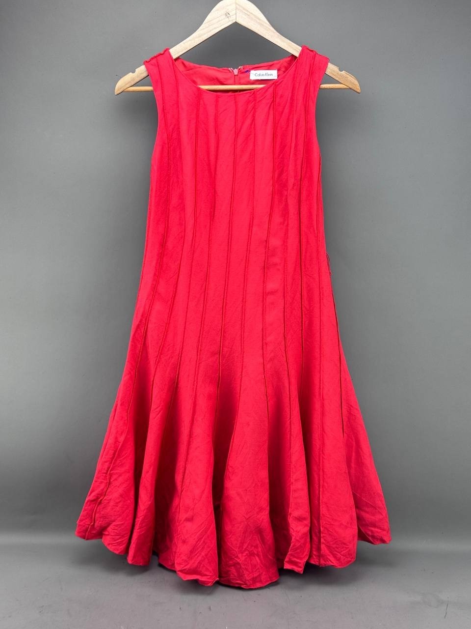 Calvin Klein Womens Red Ponte A Line Flare Dress Linen Blend *See Pics For Size*