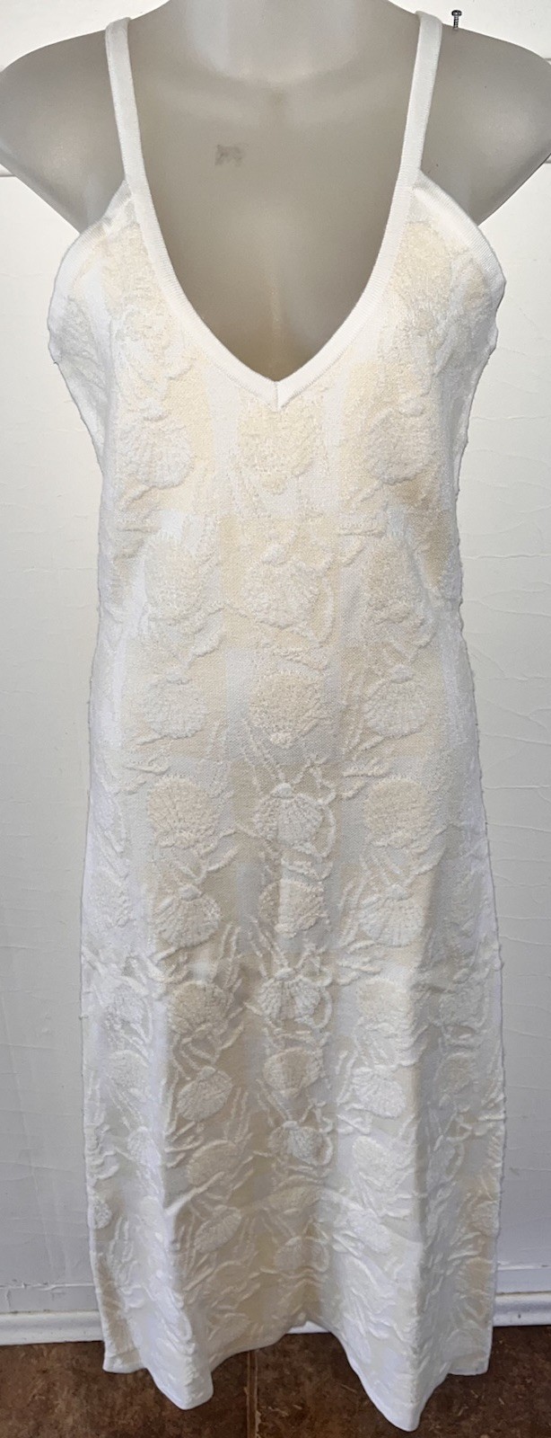 NWT Anthropologie Rue Stiic Cicely Jacquard Knit Maxi Dress Cream Sea Shells-XS