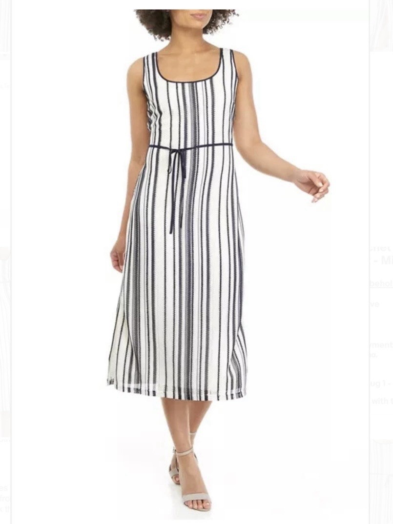 SAM EDELMAN CROCHET STRIPE MIDI COASTAL NAUTICAL PARTY DRESS NEW SzM