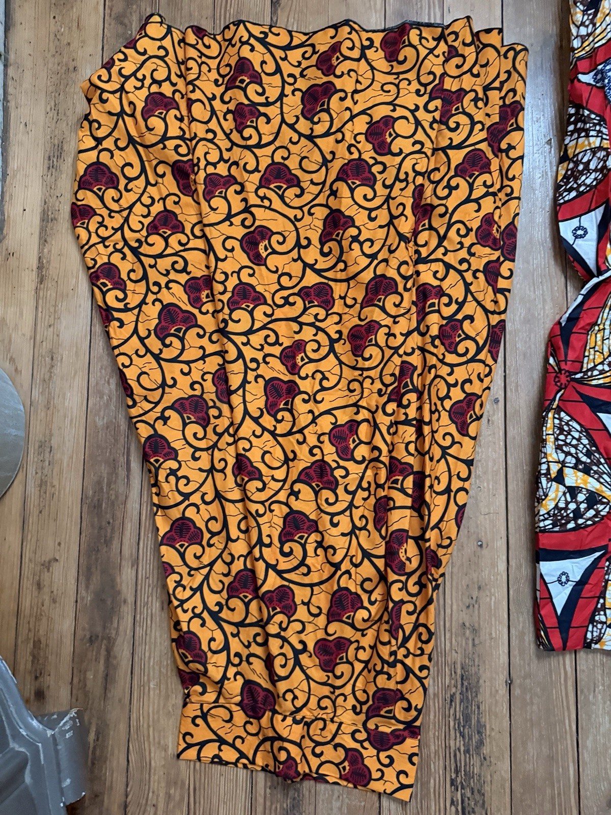 African veritable wax print Fabric yellow green floral dress Blouse Job Lot