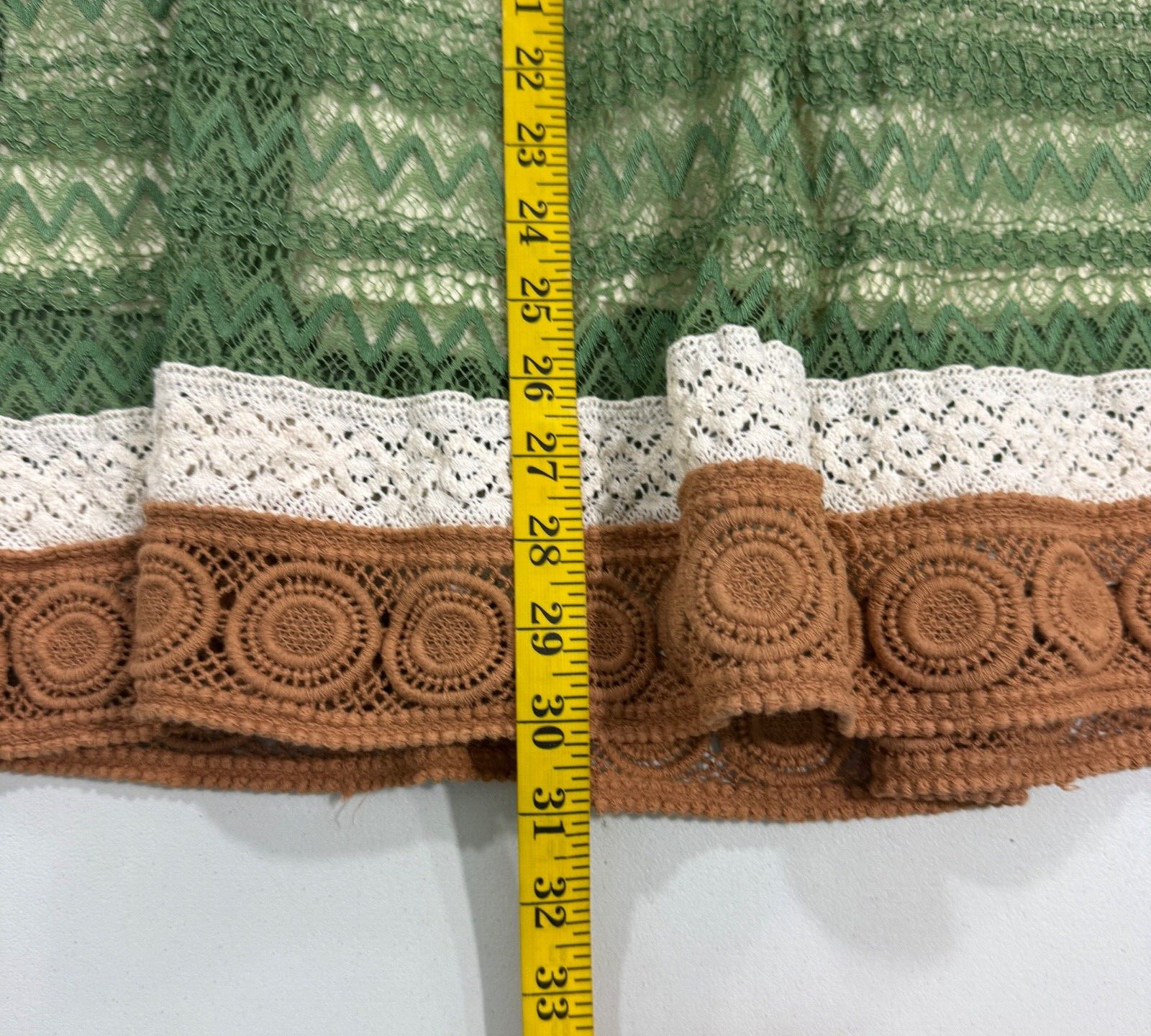 Ryu Womens Dress Small Cream Green Stripe Crochet Boho Hippie Festival Fairy