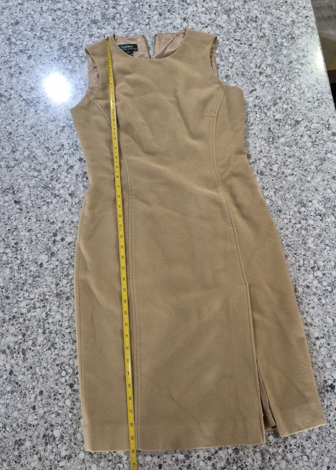 Lauren Ralph Lauren (Green Label) 100% Wool Sheath Dress Camel Tan Size 6