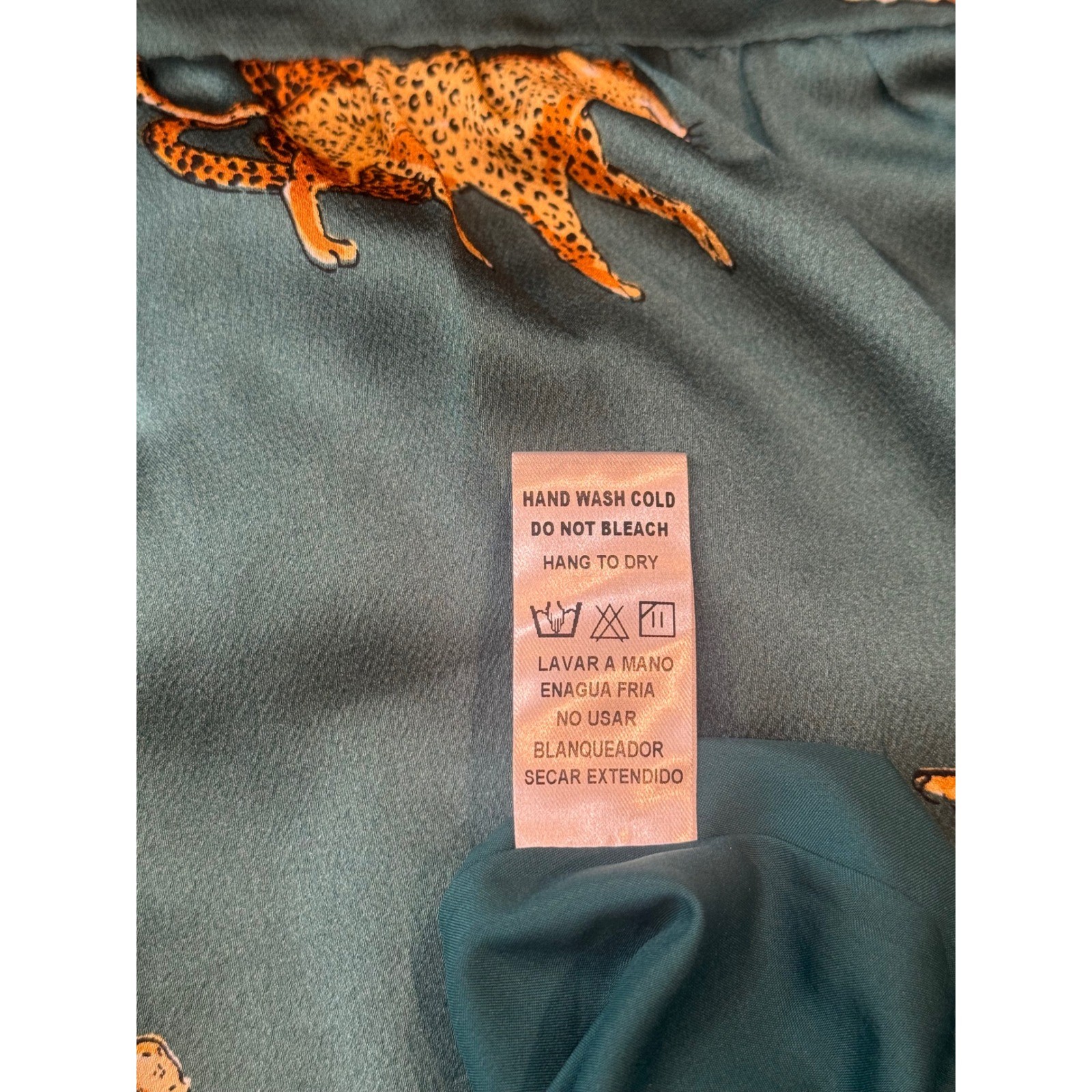 NWT Doe and Rae Green Leopard Print Tiered Shirt Dress Long Sleeve Women’s Large
