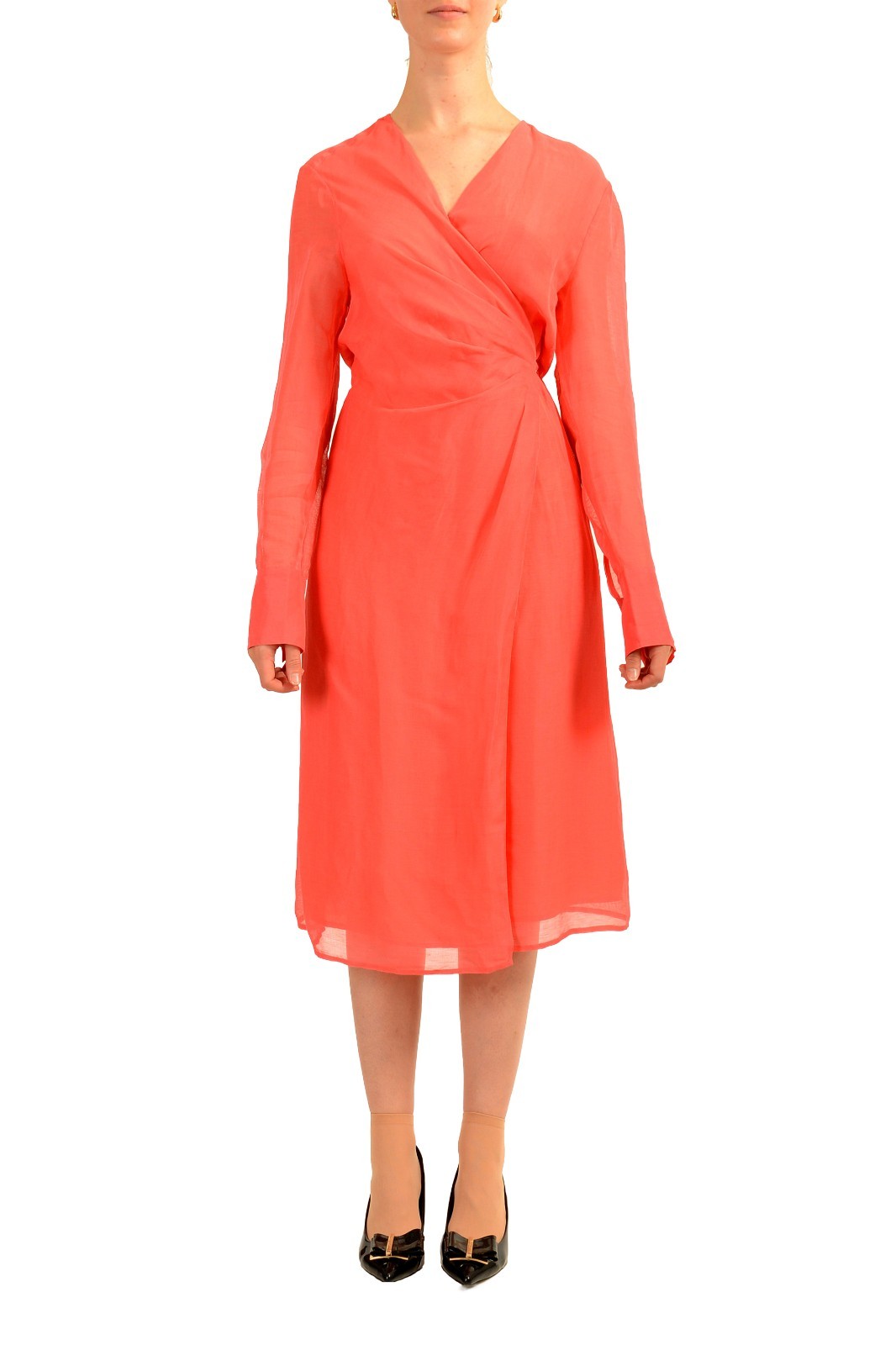 Hugo Boss Women’s “Dosala” Salmon Pink Linen Wrap Around Dress US S IT 40