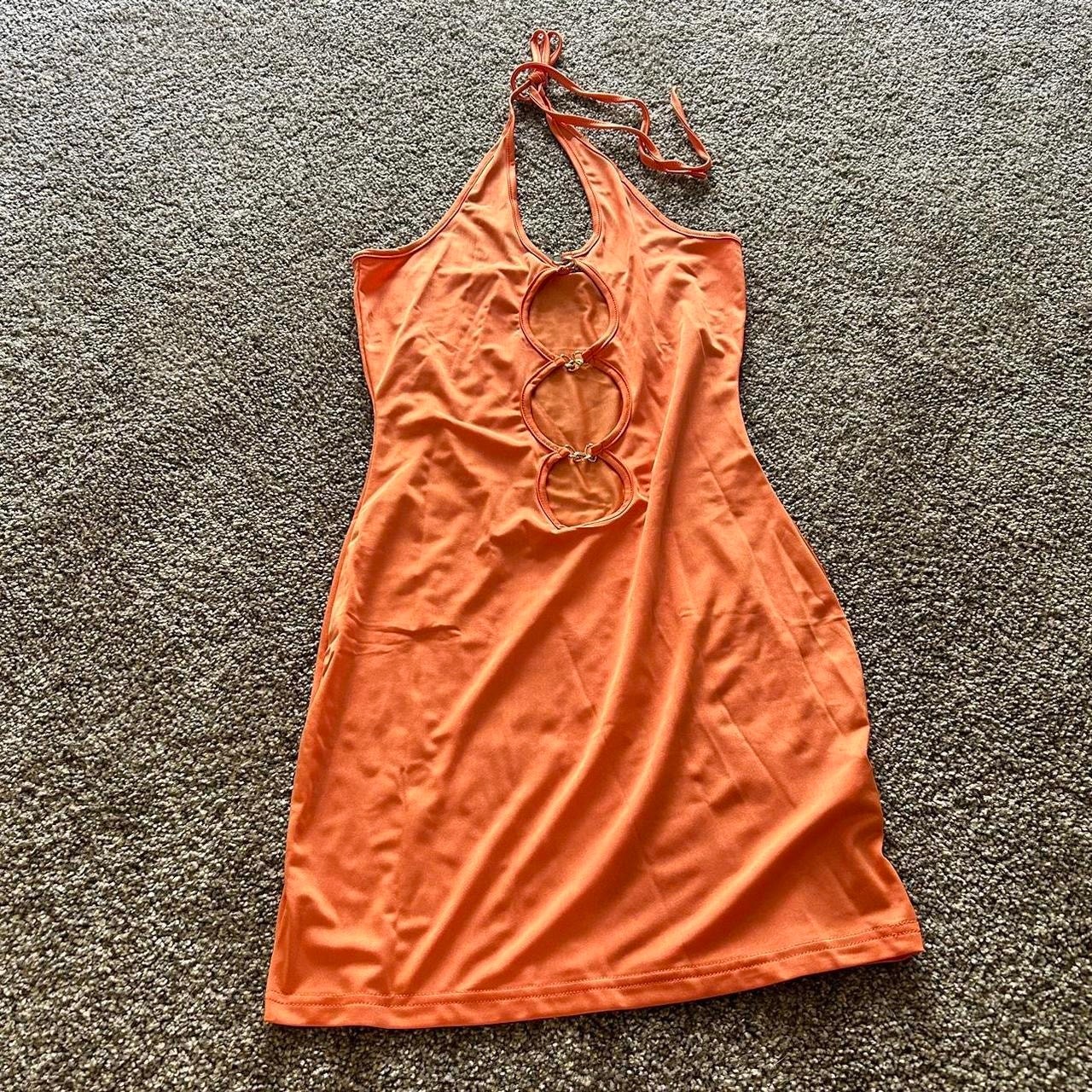 Orange Bodycon Cutout Dress