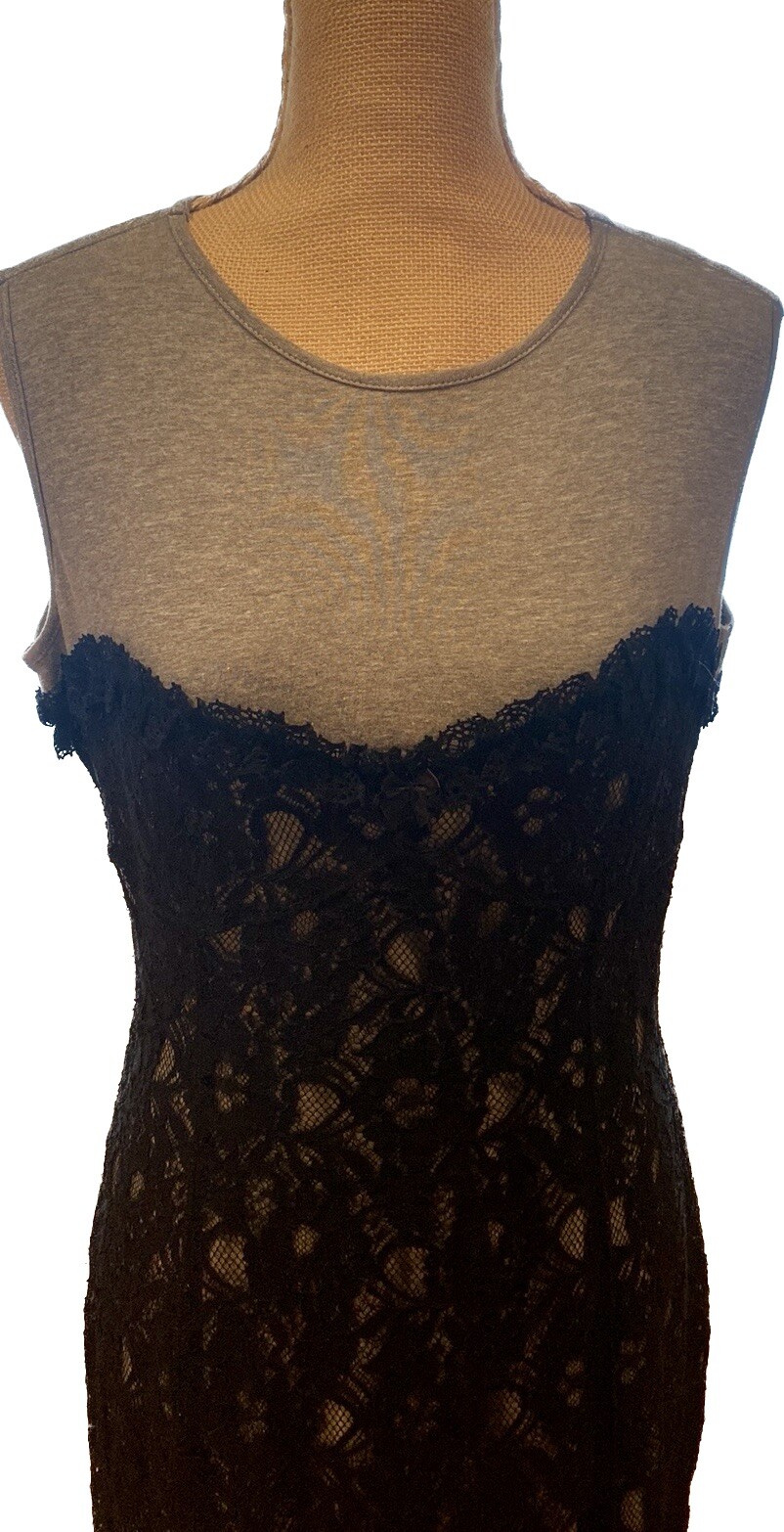 LOVE MOSCHINO FABULOUS UNIQUE DRESS, COMBINATION OF BLACK LACE ON TOP OF GRAY, 8