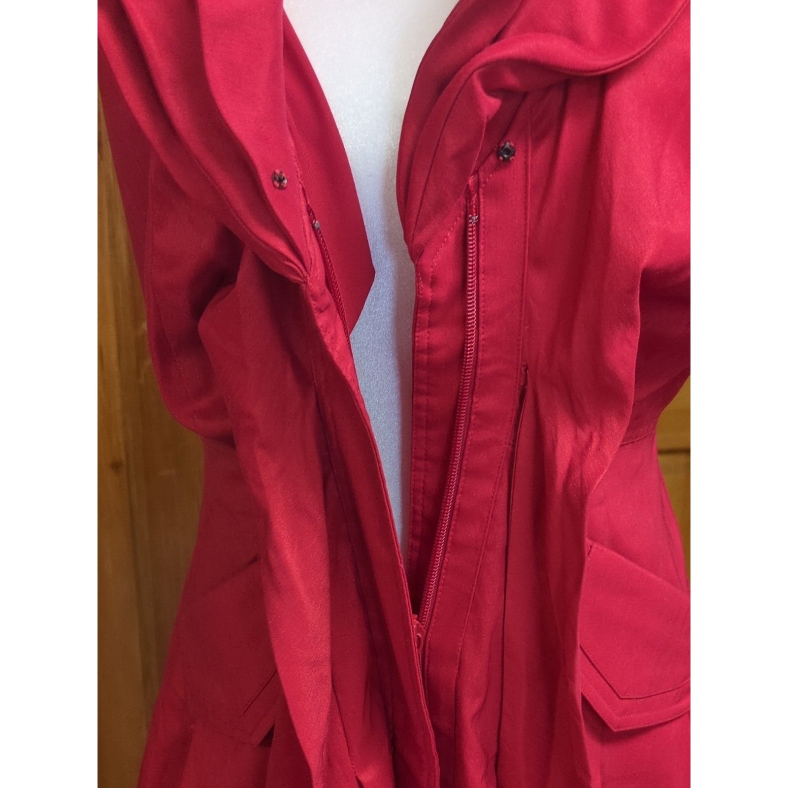Samuel Dong Red Sleeveless Bubble Skirt Wired Collar Dress Size XS