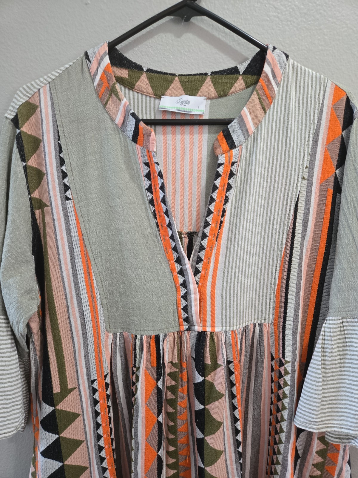 Devotion Twins Ella Orange Dress Anthropologie High Low Aztec Print Small Boho