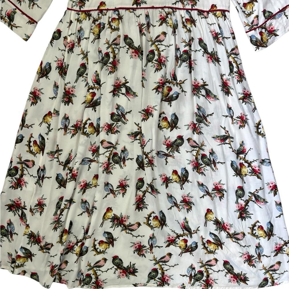 RARE Baum und Pferdgarten Dandy Bird Button Up Midi Dress White Sz EU 36/US 6