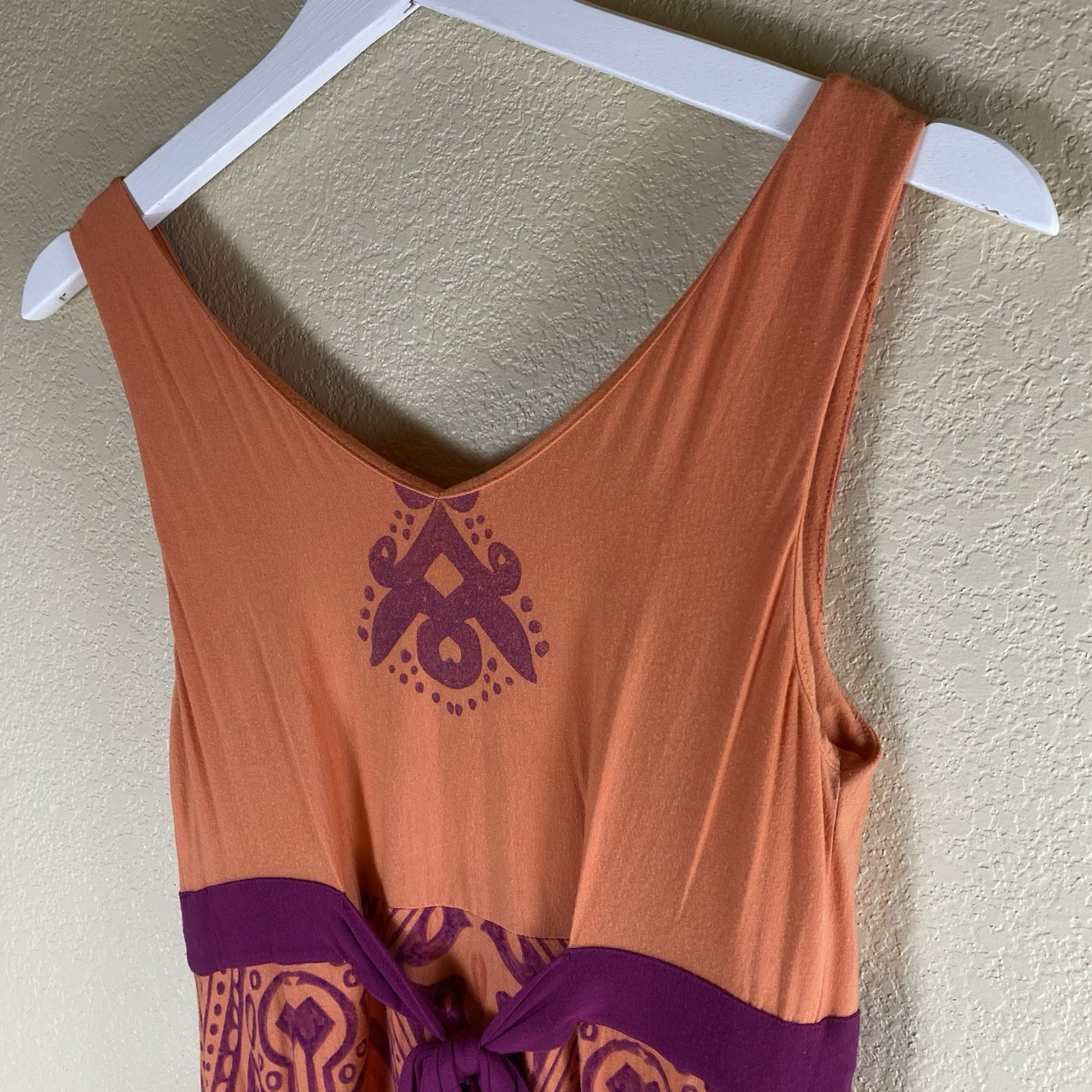 Athleta Orange and Purple Tribal Print Size Small Pullover Stretch Sun Dress