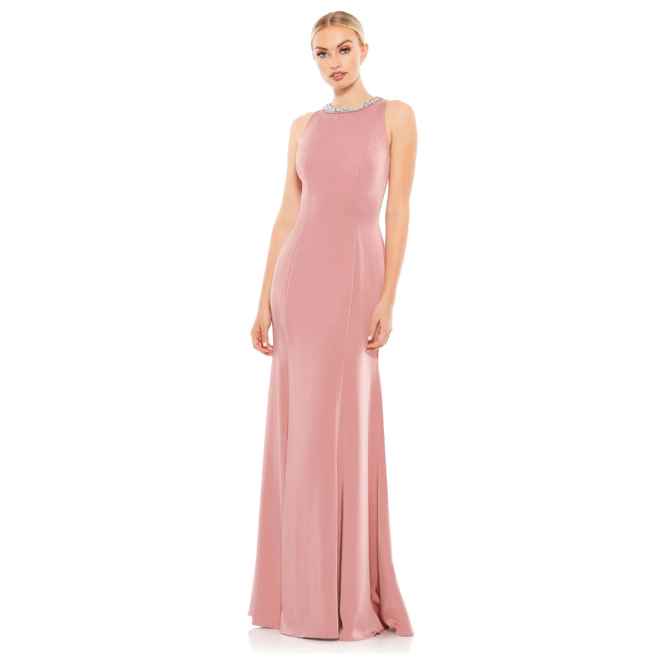 Mac Duggal EMBELLISHED NECK TRUMPET GOWN, Size 8, Raspberry, #49093