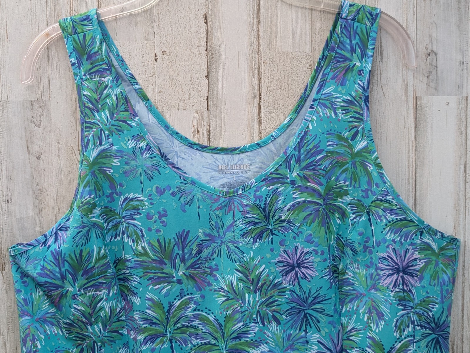 Reel Legends Performance Dress Large Tropical Floral Beach Outdoor Resort Cruise