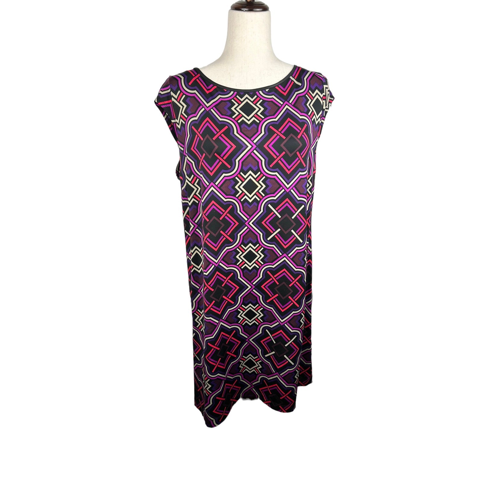 Blu Sage Geometric Print Sheath Dress Pink, Black, Tan, Brown Size PL