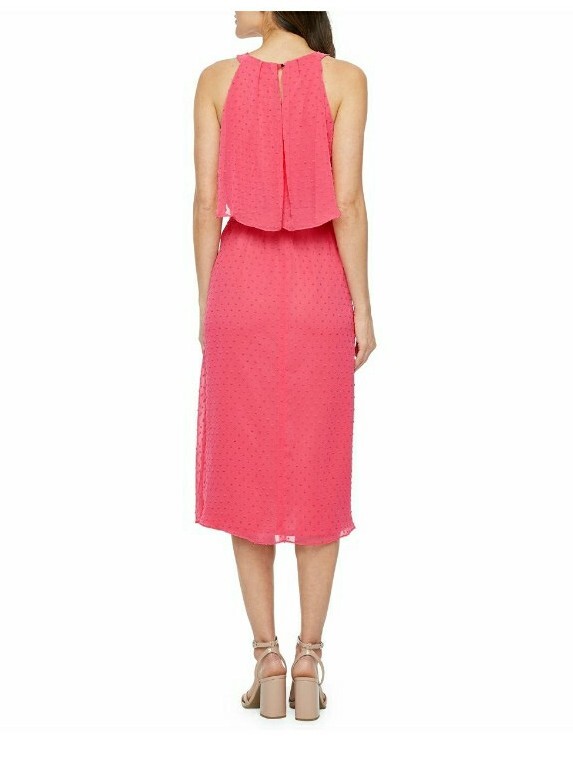 New Maia Sleeveless Dot Fit + Flare Dress Coral Sz 12