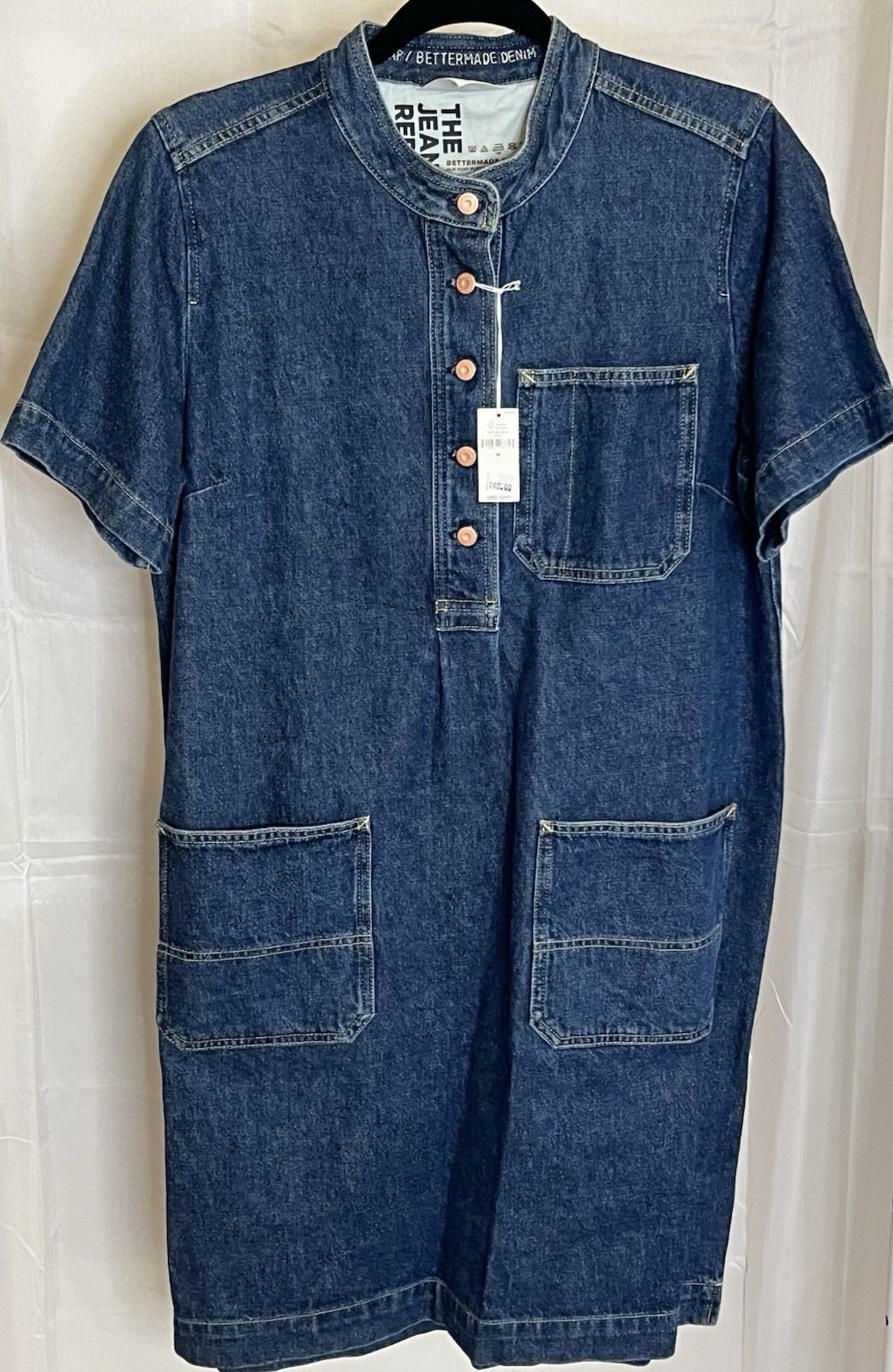 Gap BetterMade Denim Popover Mini Shirt Dress Dark Indigo Medium NWT MSRP $108