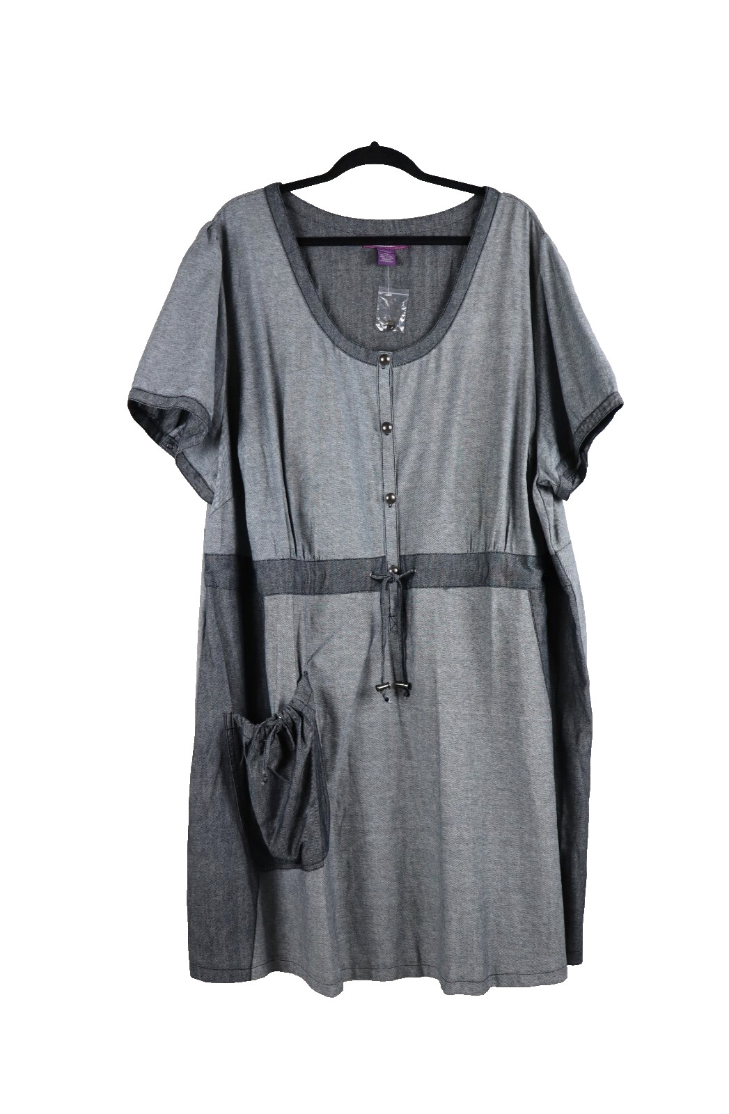 Taillessime La Redoute Creation Dress Sz 32W Plus Gray Short Sleeve Button