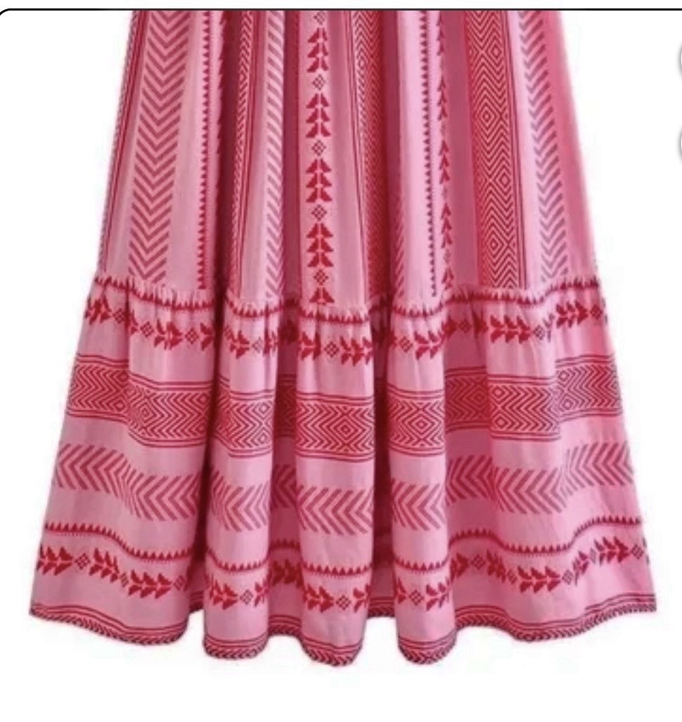 Women Sz L Boho Maxi Dress Crochet Patchwork Sleeveless Long Flowy Swing Dress
