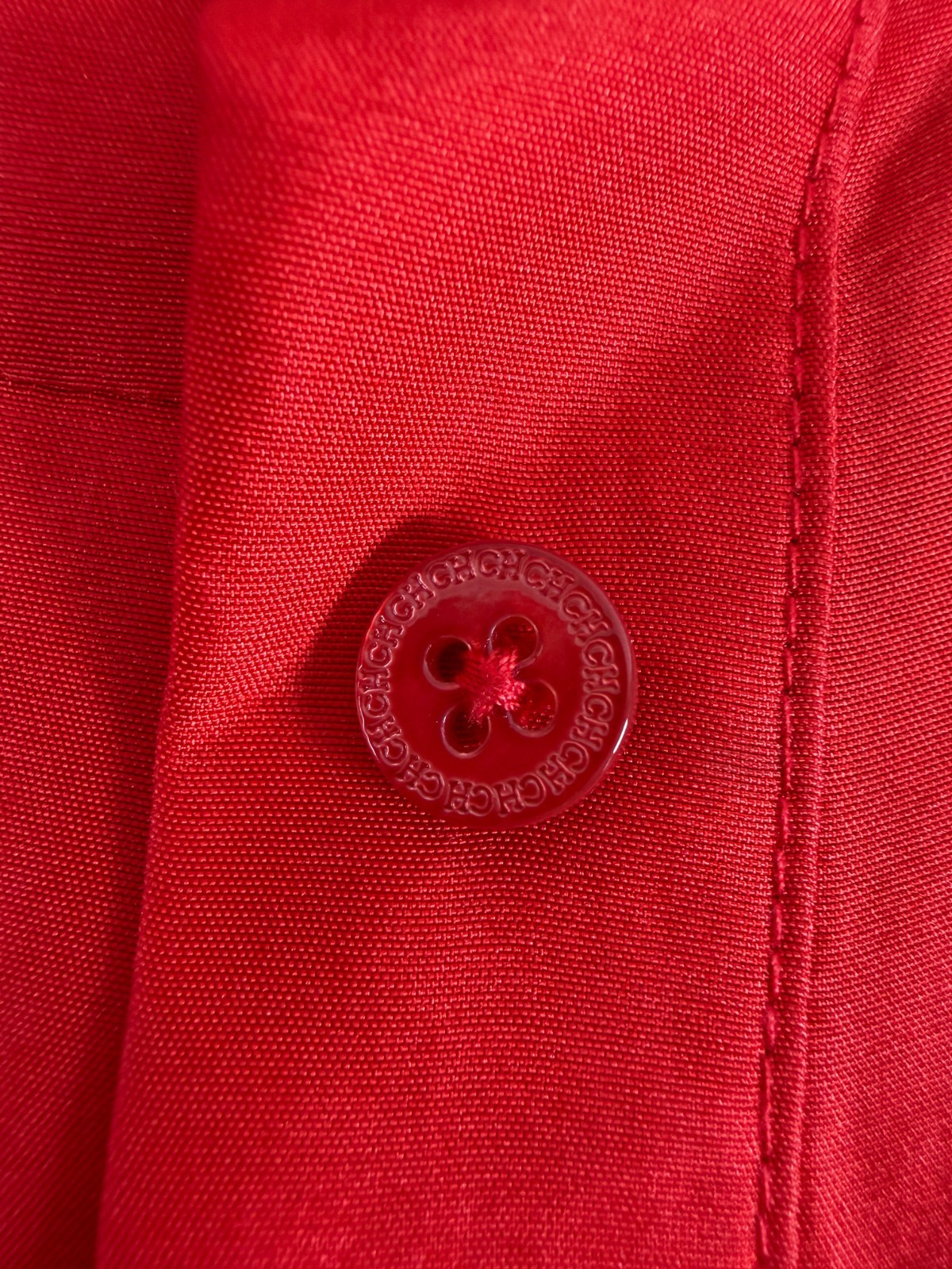 NWOT CAROLINE HERRERA Red Silk Button Up Dress Pocket Rope Belt Bend Collar 4 S