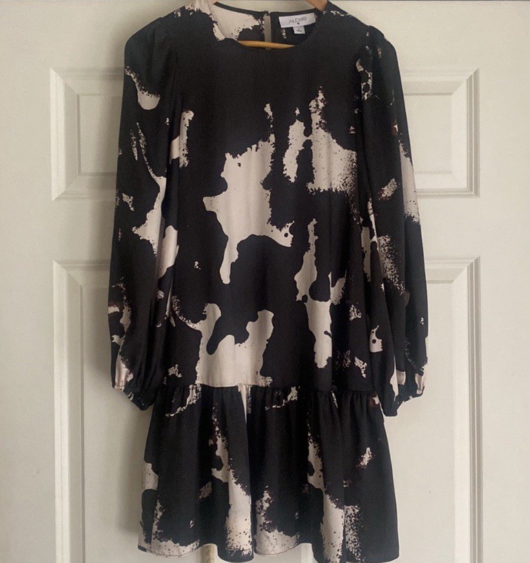 Alexis x Target Ruffle Mini Dress Size S Abstract Print Black & Tan Rope Belt