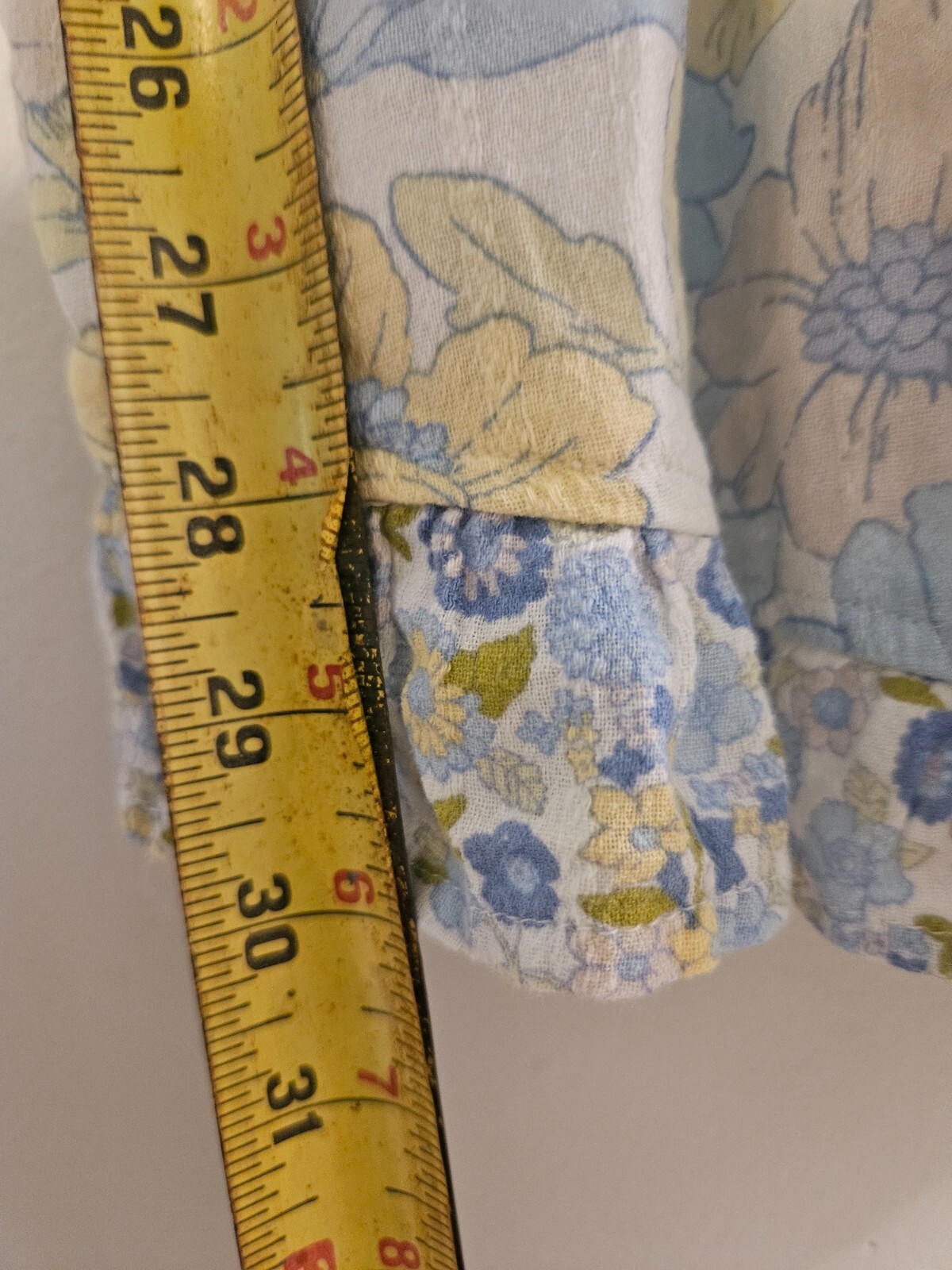 American Eagle White, Yellow, and Blue Short Sleeve Mini Dress with Tie S