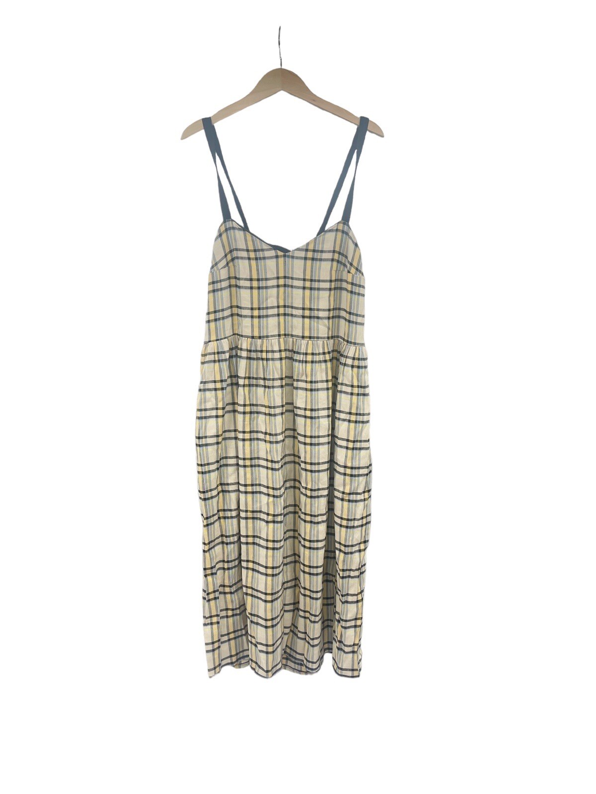 Eve Gravel Robe Anne Linen Blend Plaid Dress Fall Academia Madras Womens Small