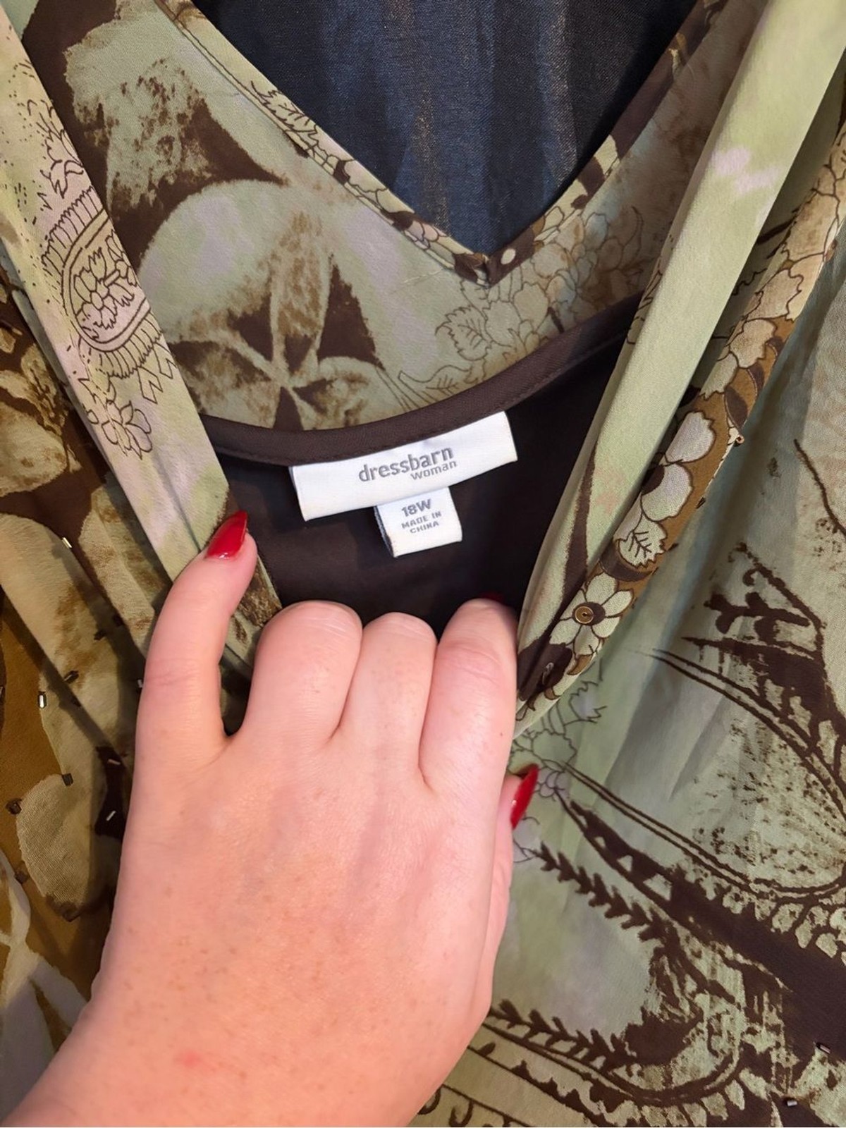 Floral Pattern Brown & Olive Women’s Dress