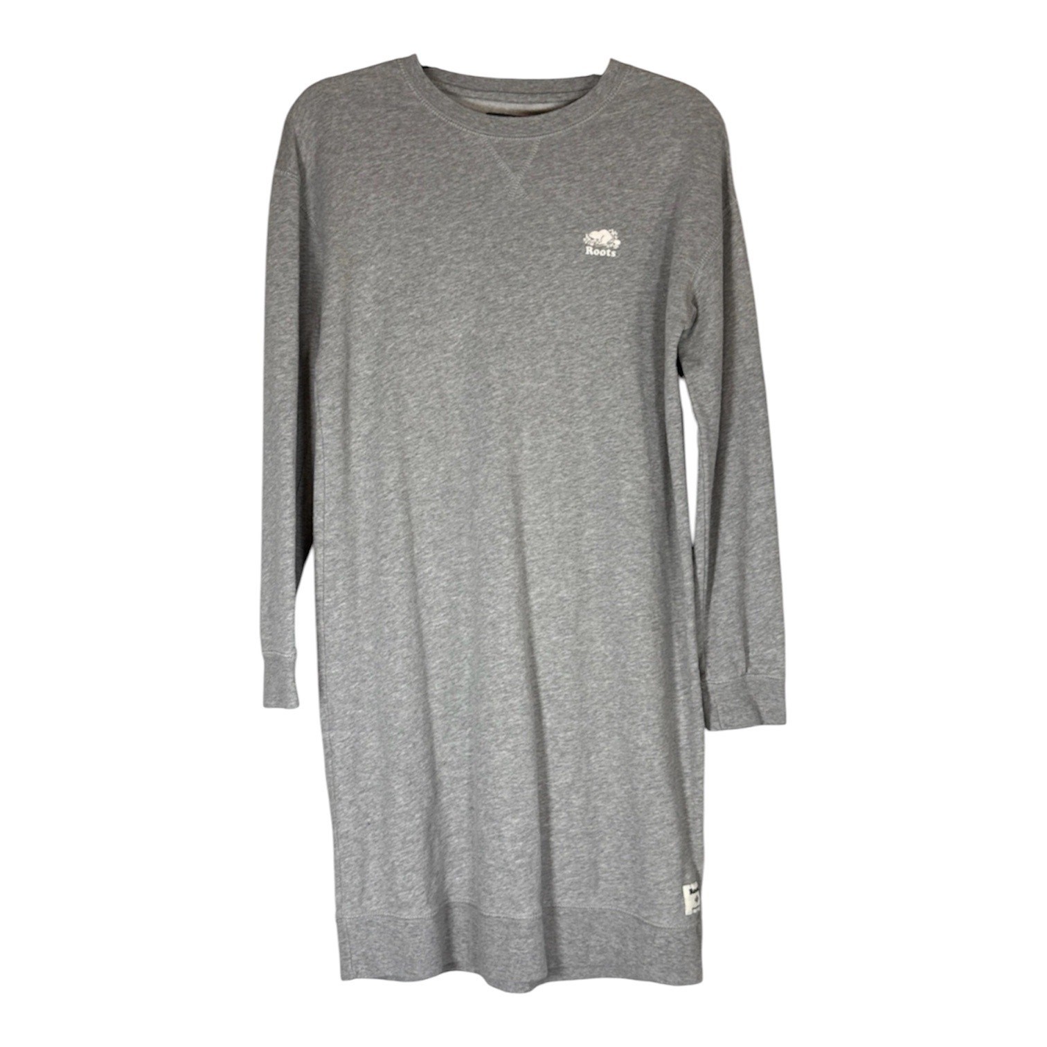 Roots Canada Long Sleeve Crewneck Sweatshirt Dress Gray Grey Small Long Sleeve