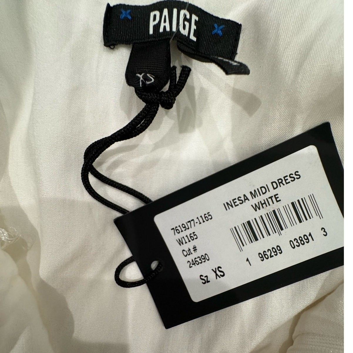 PAIGE NWT $249 Inesa White Swiss Dot Midi Dress SASH MISSING Size XS