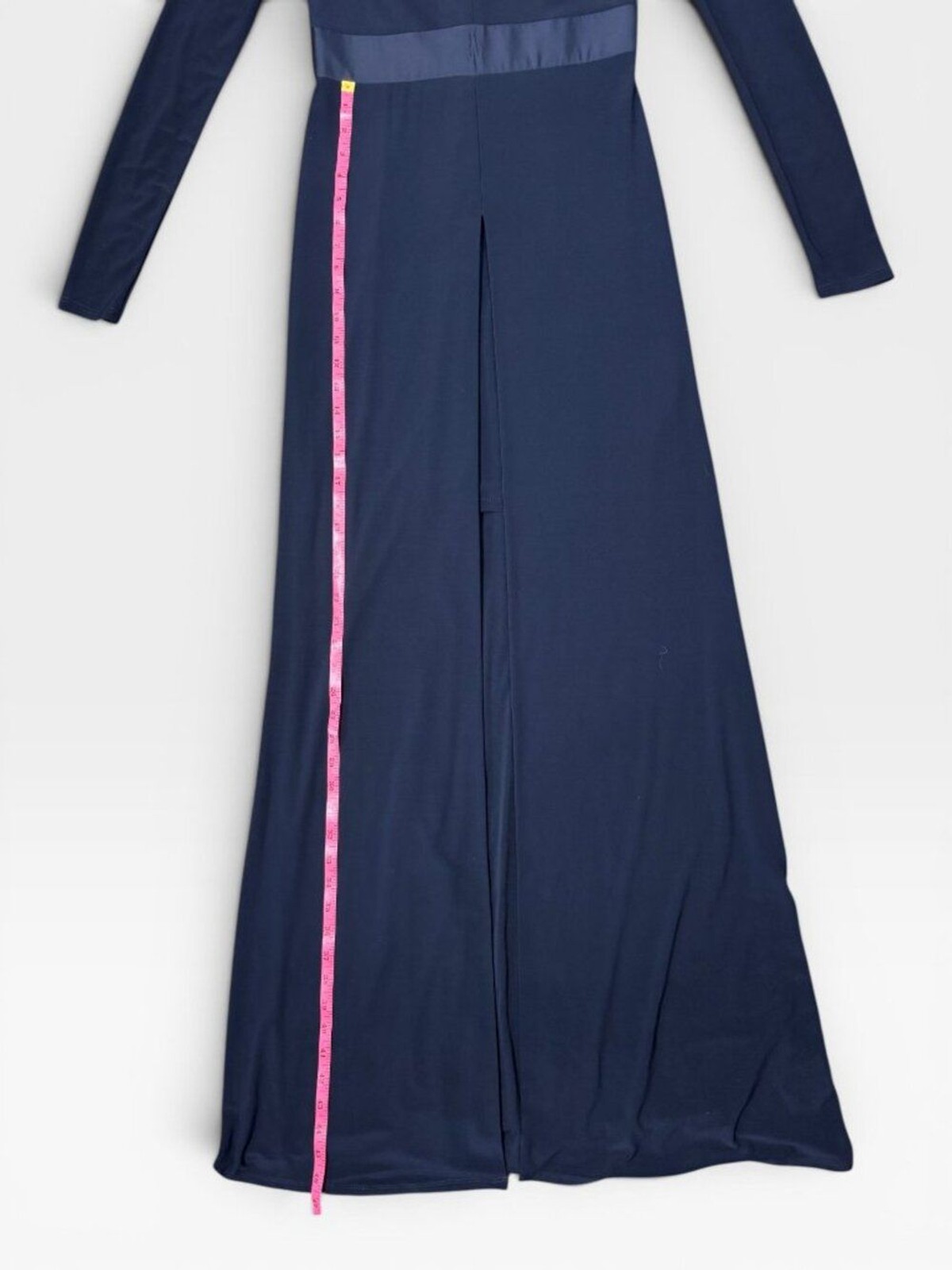 Vera Wang Navy Long Sleeve Maxi Overlay Dress Open Front Built-In Mini Size 4
