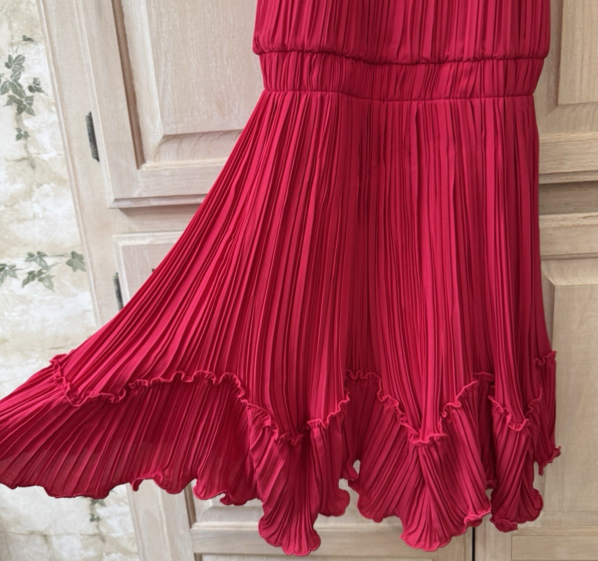 Halston Heritage Pink Pleated Flounce Blouson Mini Cocktail Dress Size 4