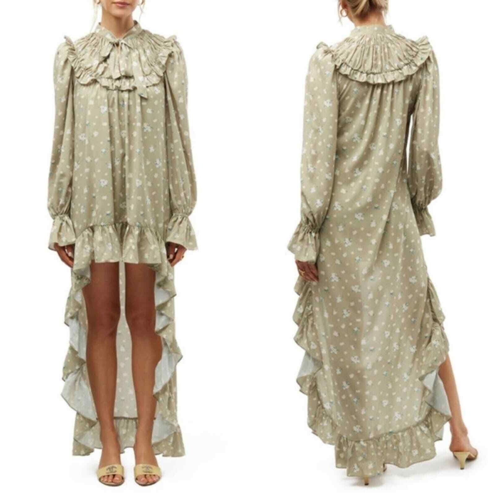 WeWoreWhat WWD27-2 Women’s Sz XS Green High Low Polka Dot Floral Dress $128